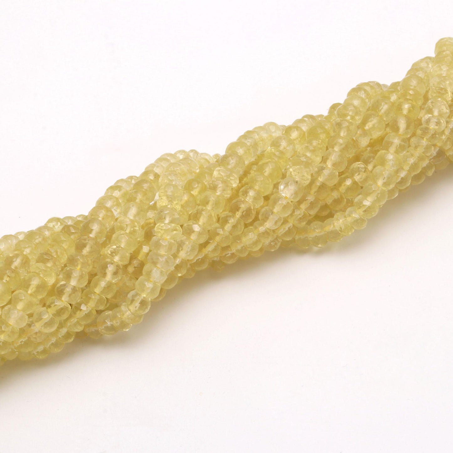 AAA Natural Lemon Quartz Faceted Rondelle Beads, 6MM Rondelle Lemon Quartz Beads, 13" Yellow Quartz Rondelle Faceted Beads for Jewelry