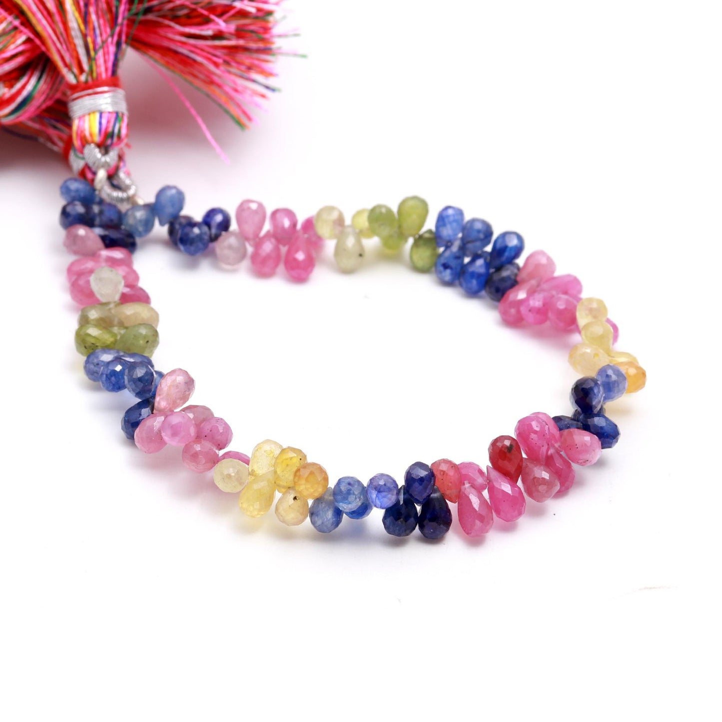 AAA Natural Multi Sapphire Faceted Teardrop Beads, 4.5x6.5-5x7 MM Multi Sapphire Drop Beads, 8" Sapphire Gemstone Faceted Drop Beads Strand