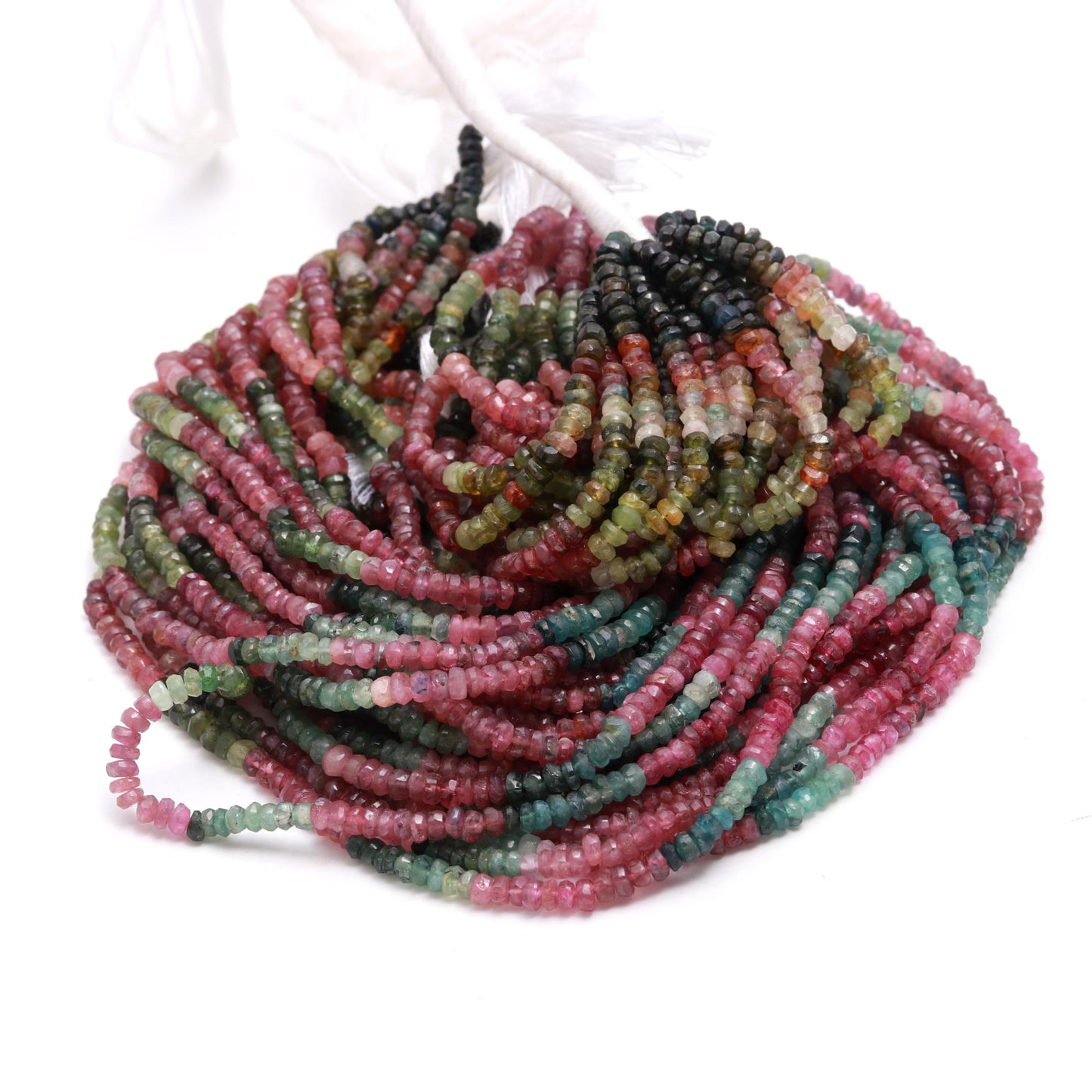 AAA Natural Multi Tuormaline Faceted Rondelle Beads, 3.6-4MM Multi Tourmaline Rondelle Beads, 13" Tourmaline Gemstone Beads For Jewelry