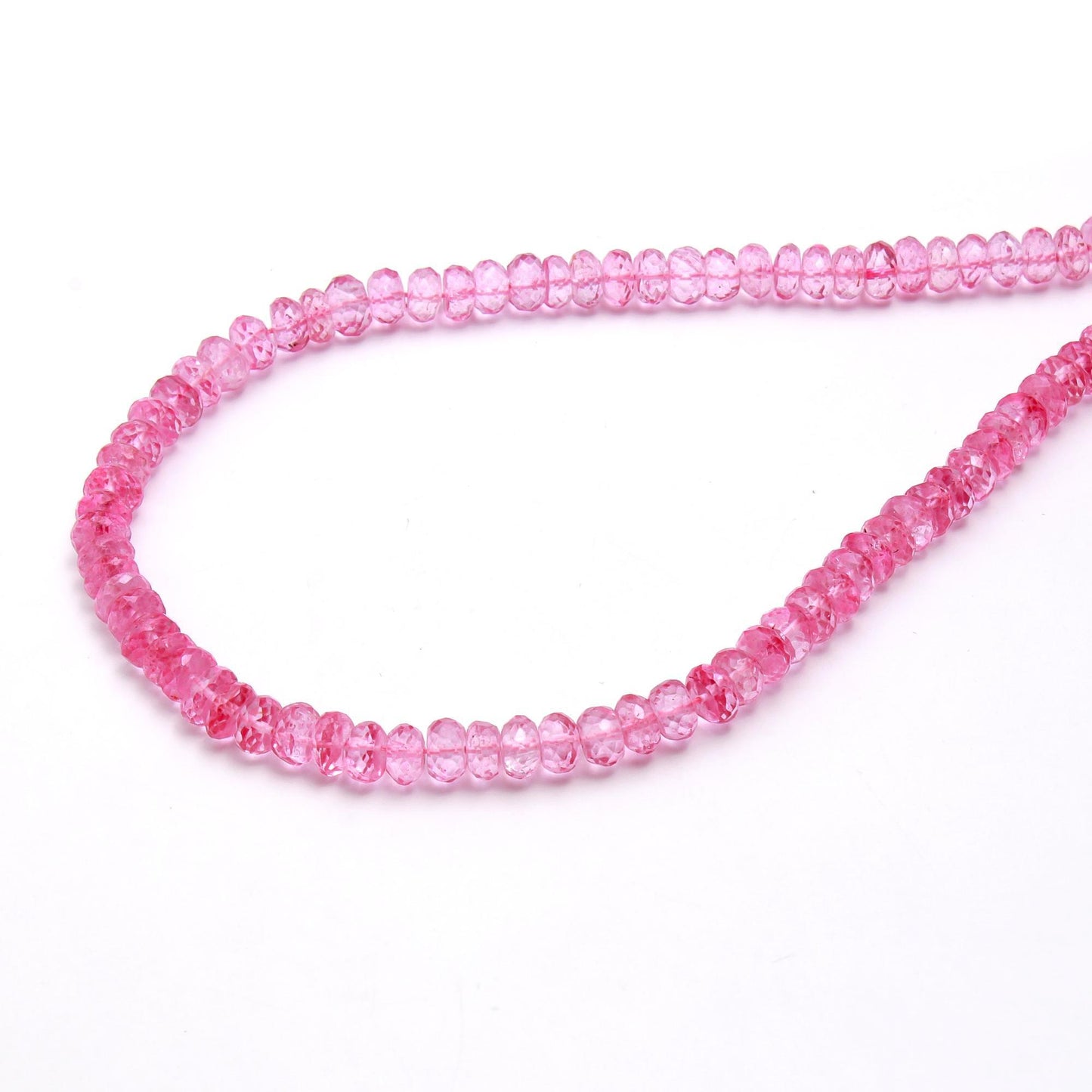 AAA Pink Topaz Faceted Rondelle Beads, 6-7 MM Pink Topaz Rondelle Beads, 16" Topaz Beads Necklace