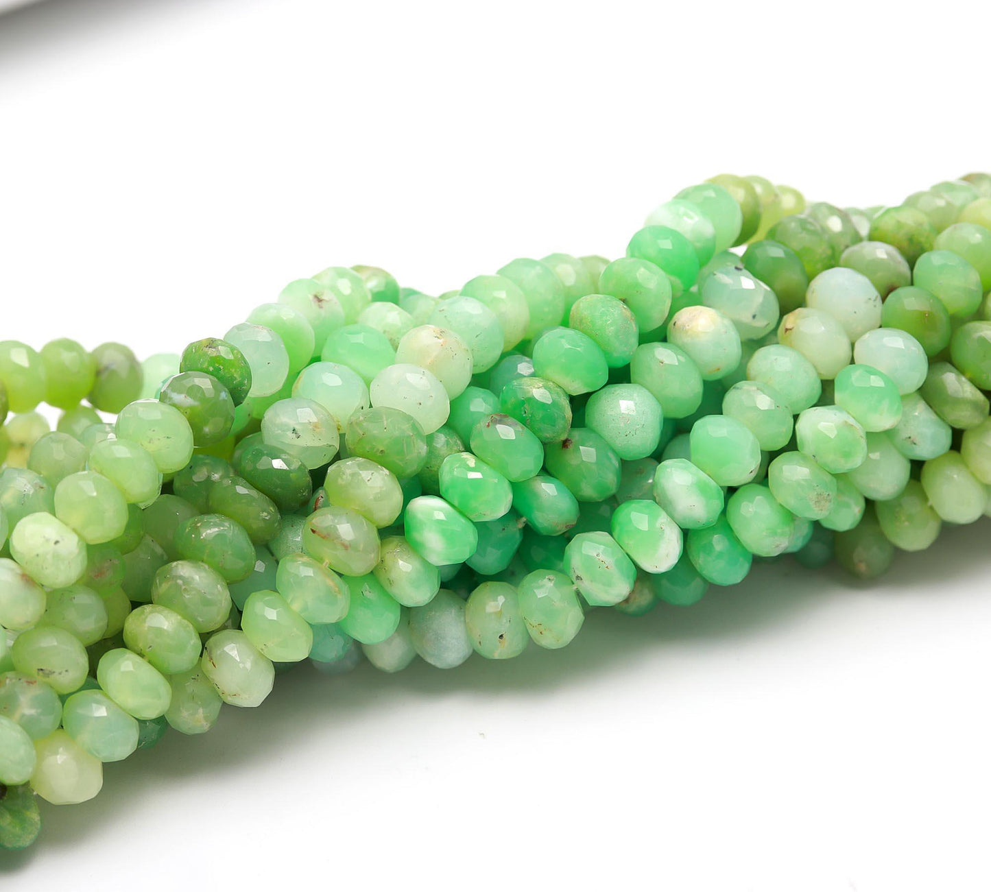 AAA Natural Chrysoprase Faceted Rondelle Beads, 8-8.5 MM Chrysoprase Rondelle Faceted Beads, 10 Inch Chrysoprase Shaded Beads Strand