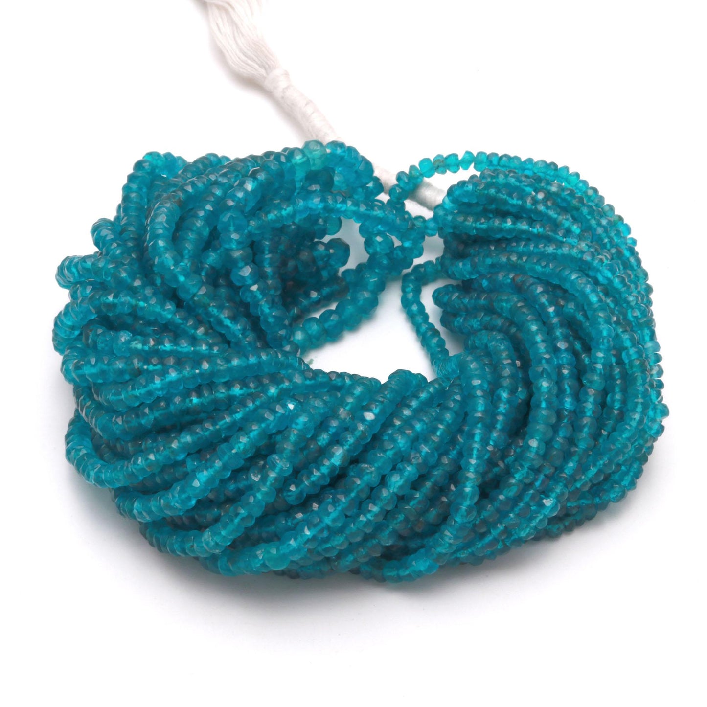 AAA Natural Neon Apatite Faceted Rondelle Beads, 3.5-4.5 MM Rondelle neon Apatite Beads, 16" Neon Apatite Rondelle Faceted Beads for Jewelry