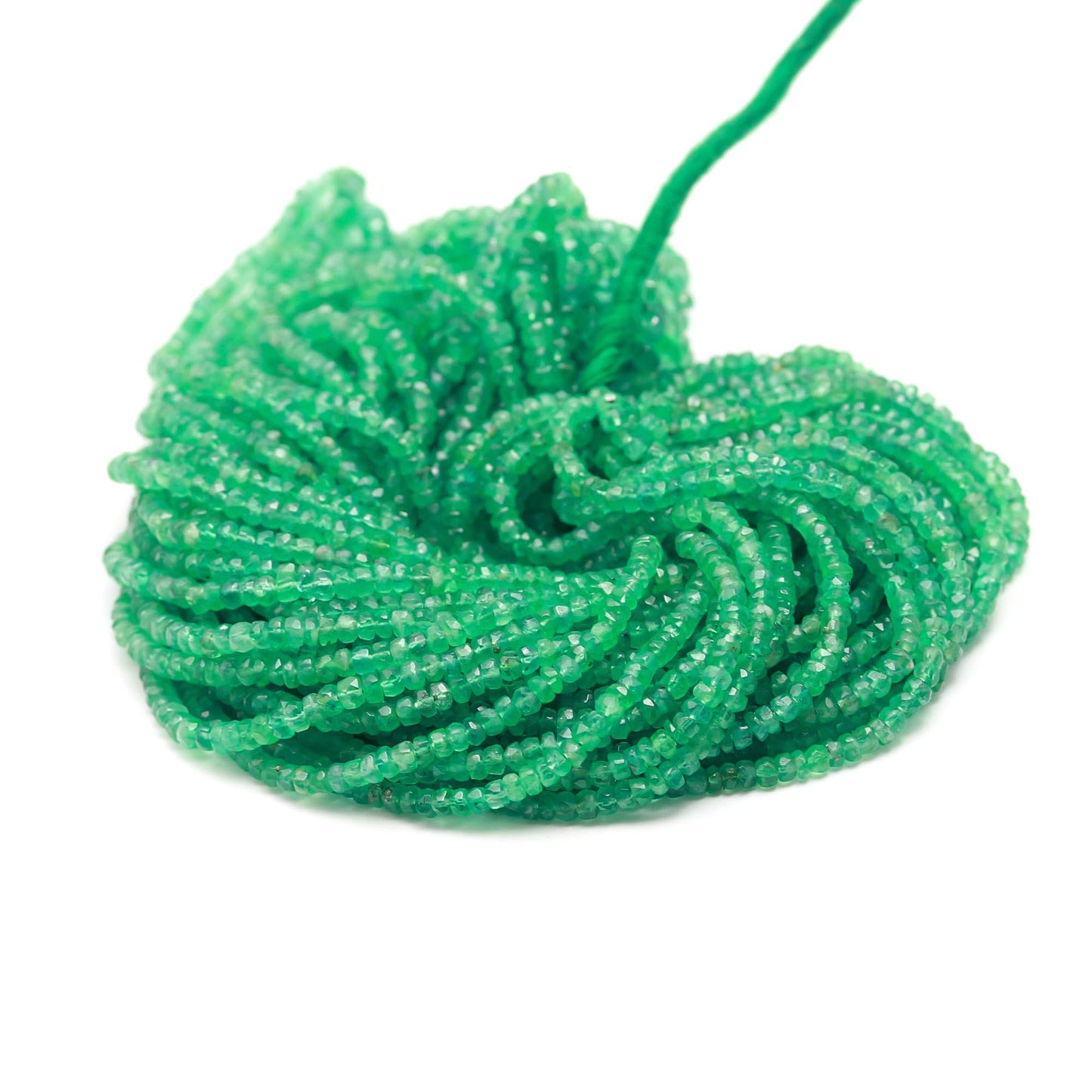 AAA+ Natural Zambia Emerald Faceted Rondelle Beads, 3-3.5 MM Zambia Emerald Rondelle Beads, 16" Emerald Gemstone Rondelle Beads Necklace