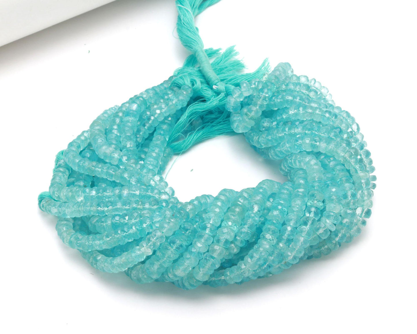 AAA Natural Aquamarine Faceted Rondelle Beads, 7-8 MM Rondelle Aquamarine Beads, 13" Aquamarine Rondelle Faceted Beads for Jewelry