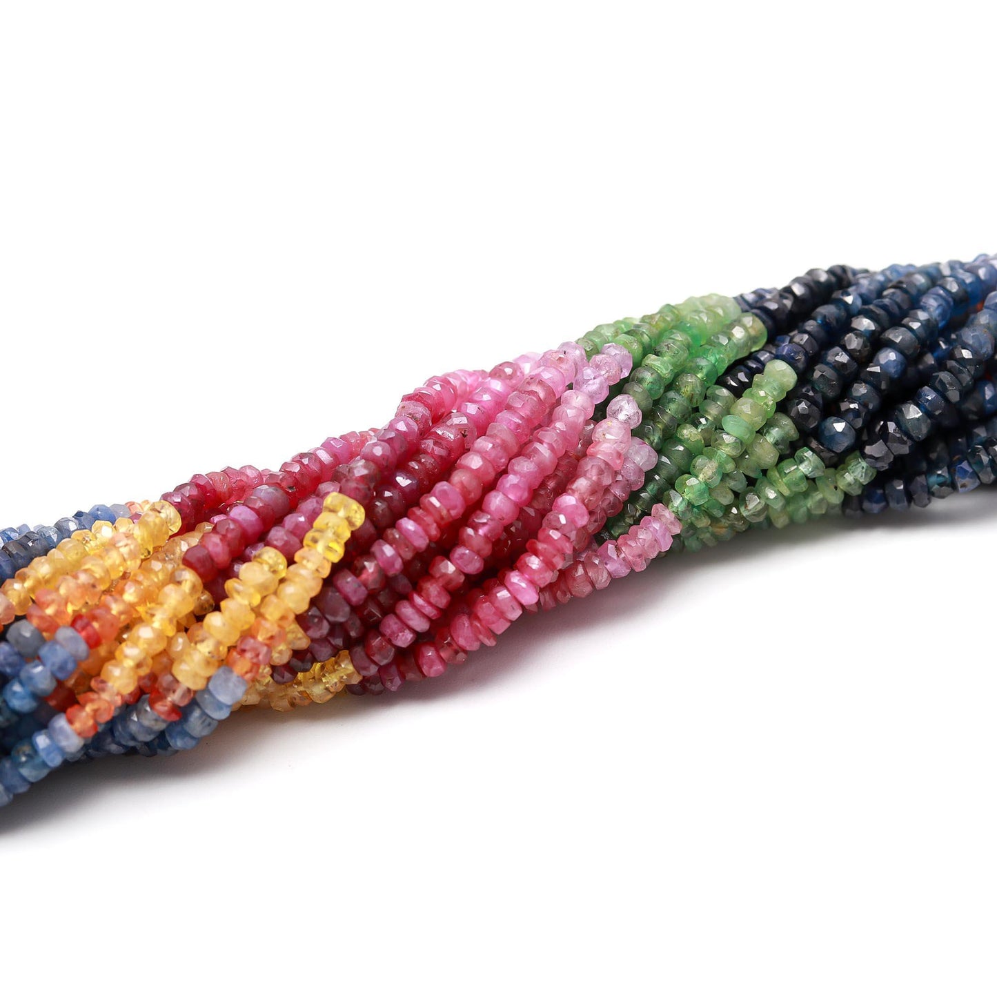 AAA Natural Multi Precious Faceted Rondelle Beads, 3-3.40 MM Multi Precious Rondelle Beads, 16" Multi Sapphire Gemstone Rondelle Beads
