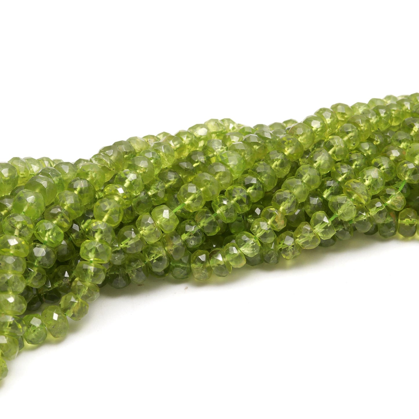 AAA Natural Peridot Faceted Rondelle Beads, 5.5-7MM Peridot Rondelle Beads, 16" Peridot Rondelle Gemstone Beads For Jewelry Necklace