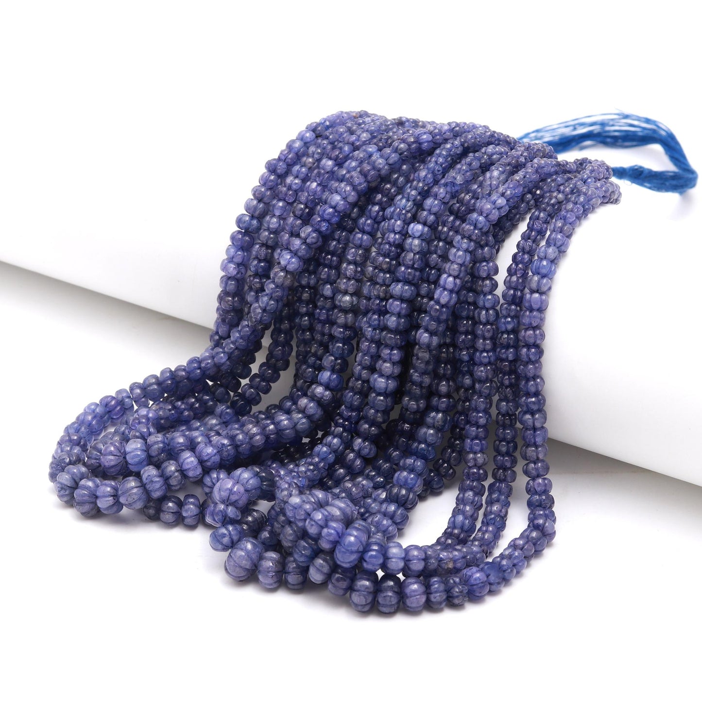 Rare Natural Tanzanite Hand Curved Rondelle Pumpkin Beads, 5-9MM Tanzanite Pumpkin Beads, 16" Hand Curved Pumpkin Tanzanite Beads Necklace