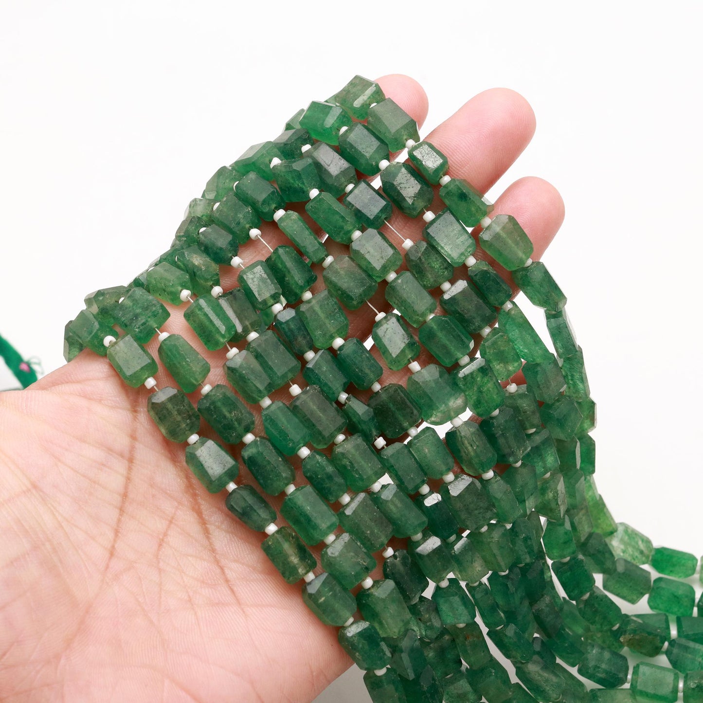 AAA Natural Green Strawberry Nugget Tumble Beads, 6x9 MM Natural Green Strawberry Nuggets, 13" Strand Green Strawberry Nugget Tumble Beads for Jewelry