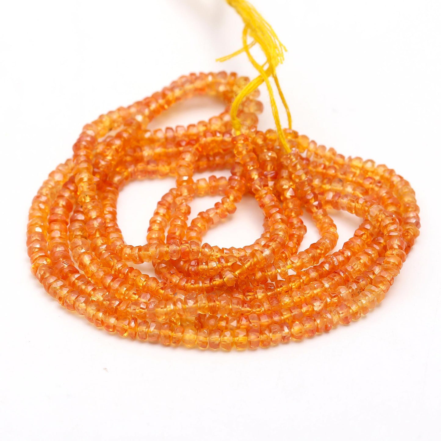 AAA Padparadscha Sapphire Fancy Rare Orange Sapphire Rondelle Beads, 2.5-3.5 MM Rondelle Faceted Fanta Orange Sapphire Beads 16" Necklace