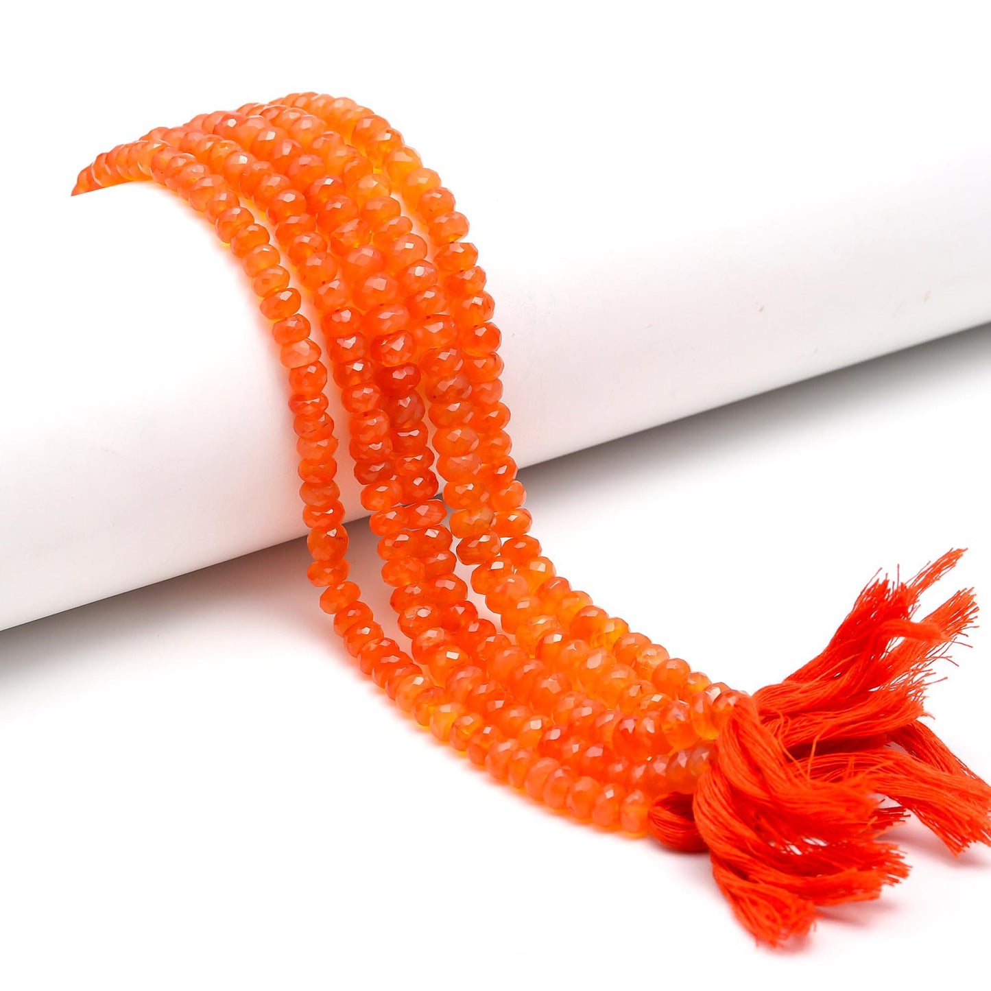 AAA Natural Carnelian Faceted Rondelle Beads, 7.5-8MM Carnelian Rondelle Faceted Beads, 10" Fanta Orange Carnelian Beads Strand For Jewelry