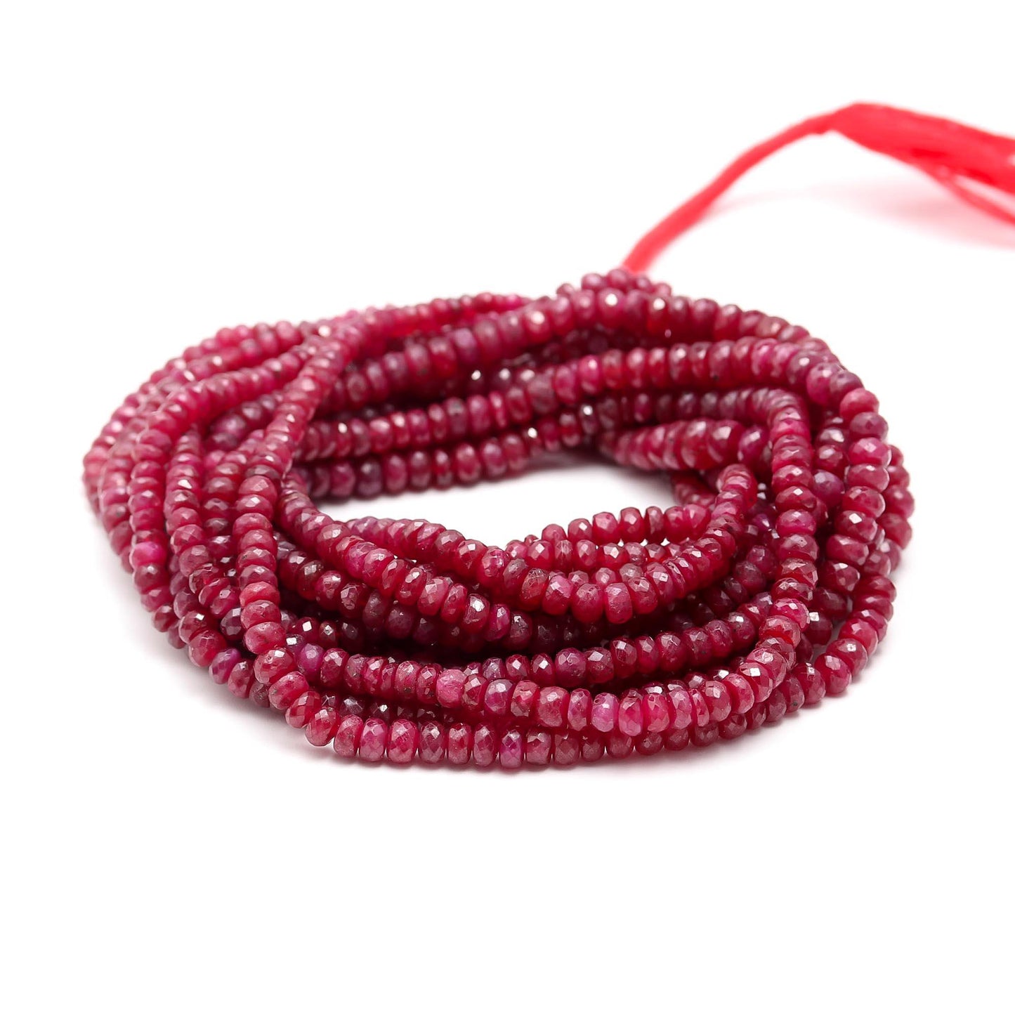 AAA Natural Longido Ruby Faceted Rondelle Beads, 3-5.5MM Longido Ruby Rondelle Faceted Beads, 16" Natural Ruby Gemstone Beads Necklace