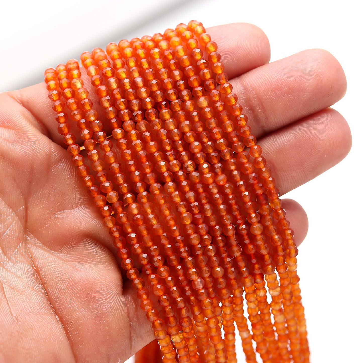 AAA Carnelian Faceted Rondelle Beads, Natural Carnelian Rondelle Beads, 3MM Carnelian Faceted Beads, 13" Fanta Orange Carnelian Beads