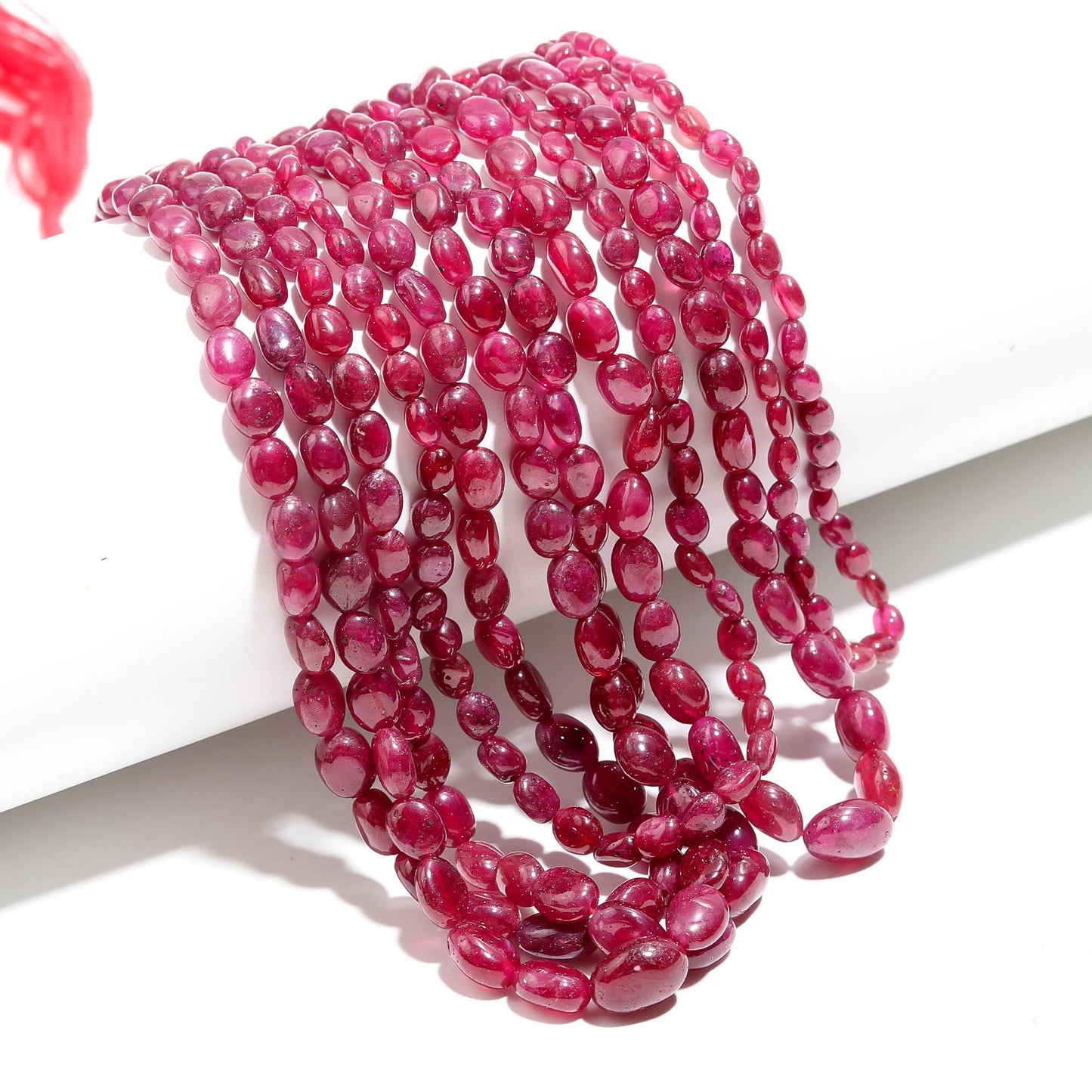 AAA Natural Ruby Smooth Oval Beads, Ruby Oval Beads, 16" Plain Oval Ruby Precious Beads Necklace Jewelry