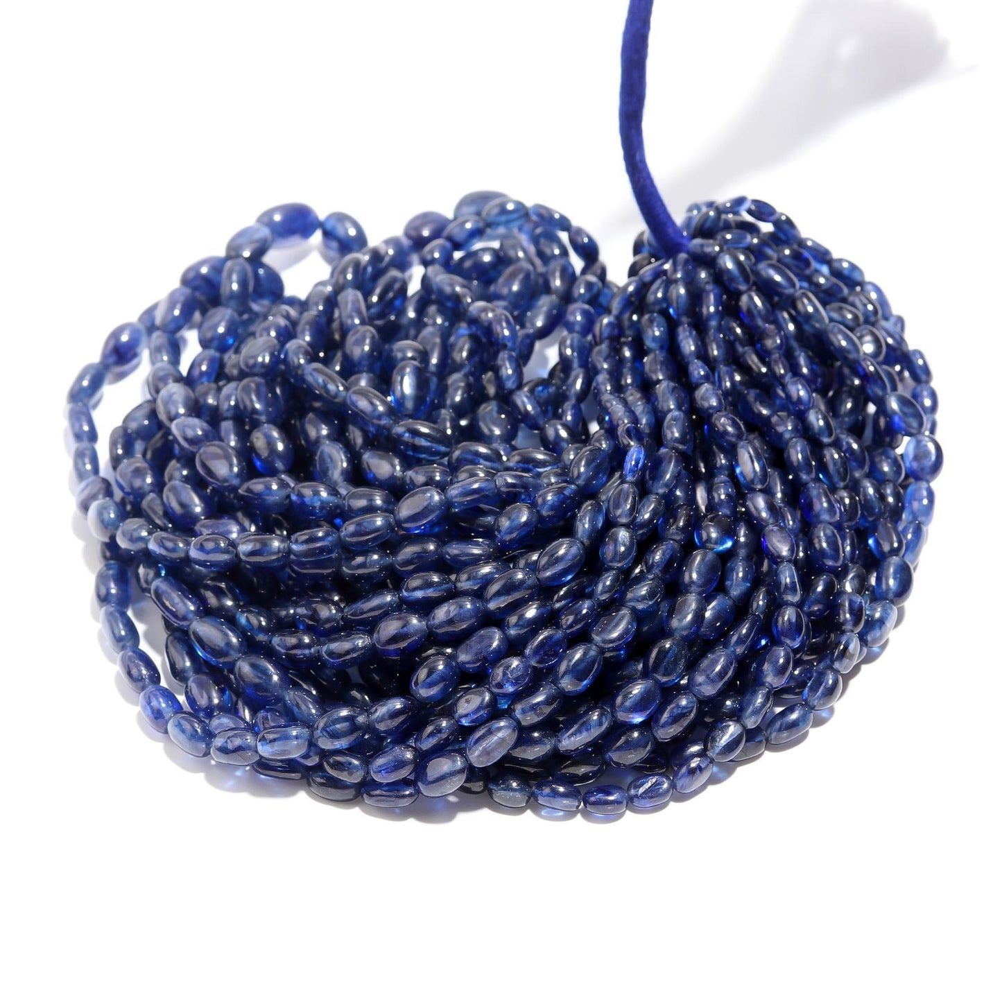 AAA Natural Blue Sapphire Smooth Oval Beads, 5x7-7x9 MM Blue Sapphire Oval Beads, 16" Plain Oval Sapphire Precious Beads Necklace Jewelry
