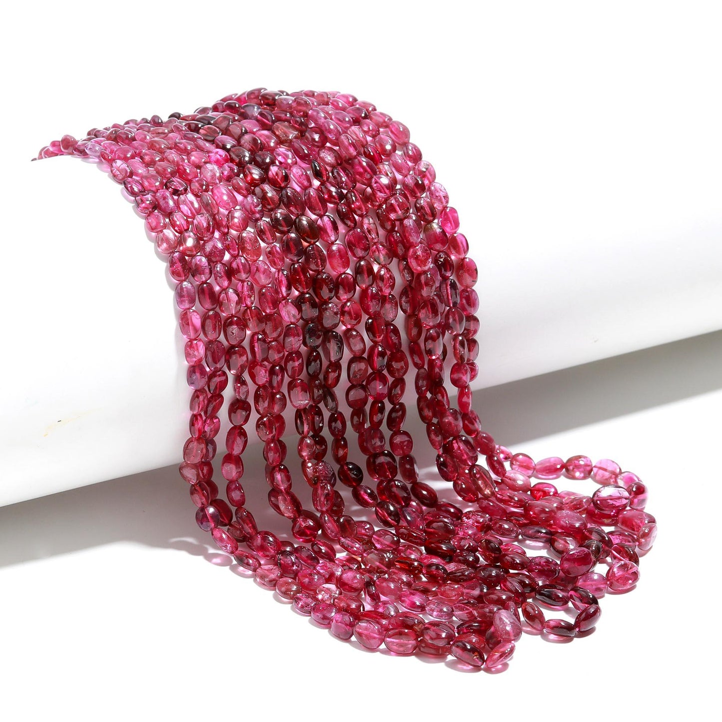 AAA Natural Rubellite Smooth Oval Beads, Natural Pink Tourmaline Oval Beads, 16" Plain Oval Tourmaline Beads Necklace, Rubellite Oval Beads