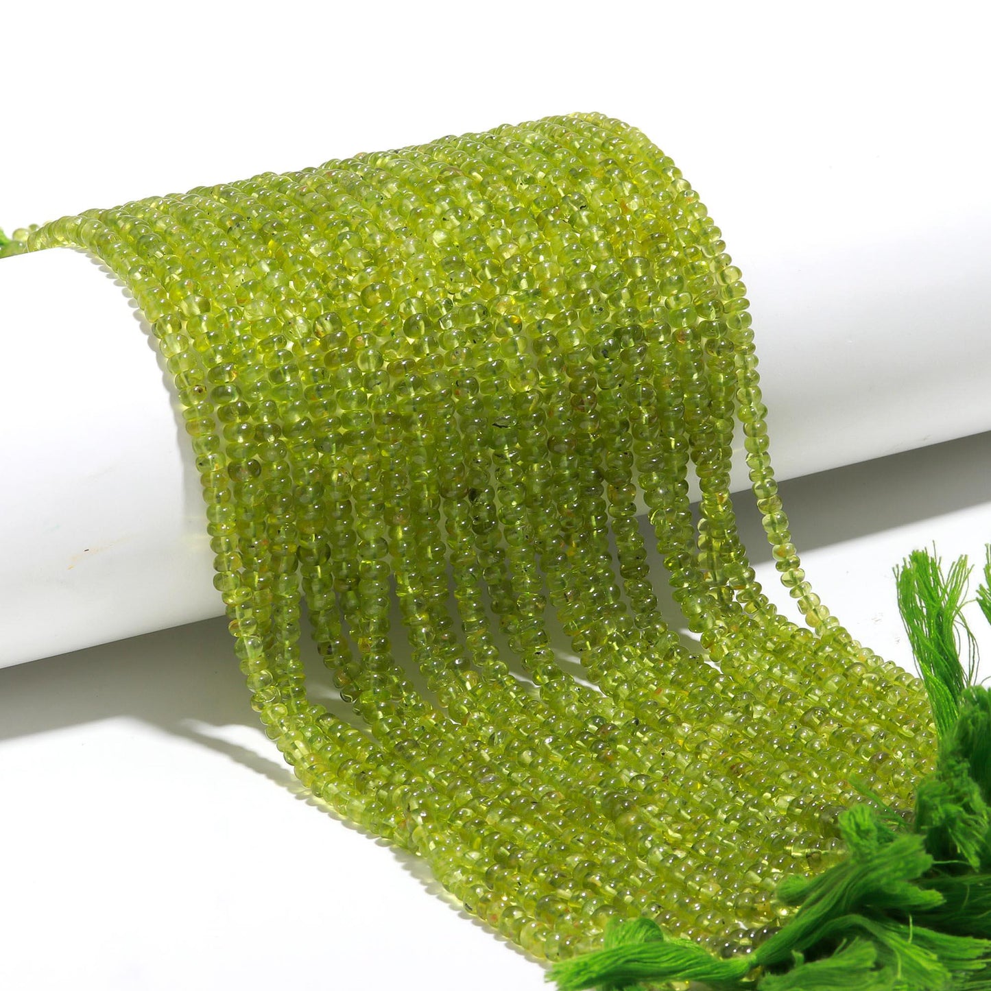 AAA Peridot Smooth Rondelle Beads, Natural Peridot Rondelle Beads, 5-5.5 MM Peridot Plain Beads, 13" Parrot Green Peridot Beads Strand