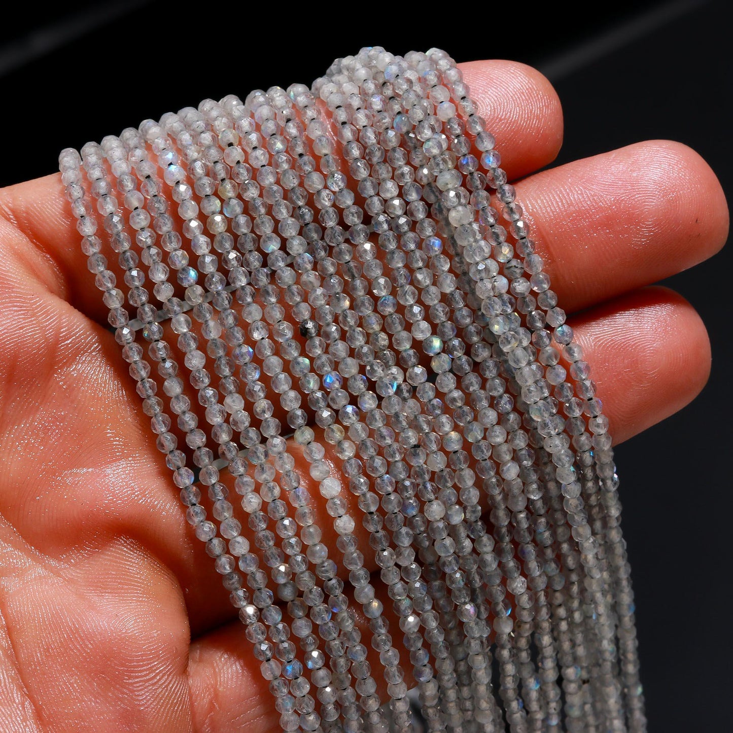 AAA Natural Labradorite Faceted Rondelle Beads, 2.25 MM Labradorite Rondelle Faceted Beads, Rainbow Flash Labradorite Beads Strand