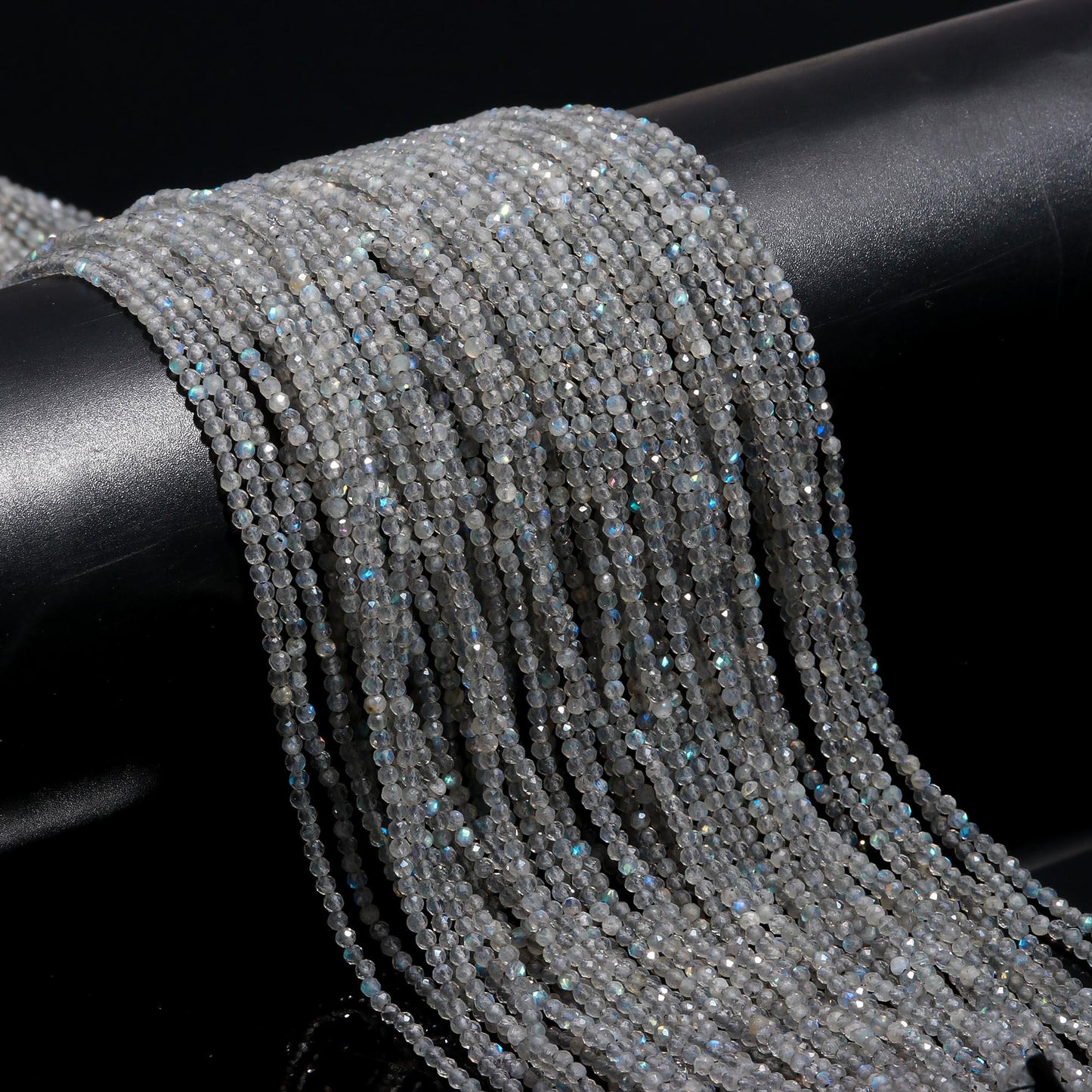 AAA Natural Labradorite Faceted Rondelle Beads, 2.25 MM Labradorite Rondelle Faceted Beads, Rainbow Flash Labradorite Beads Strand