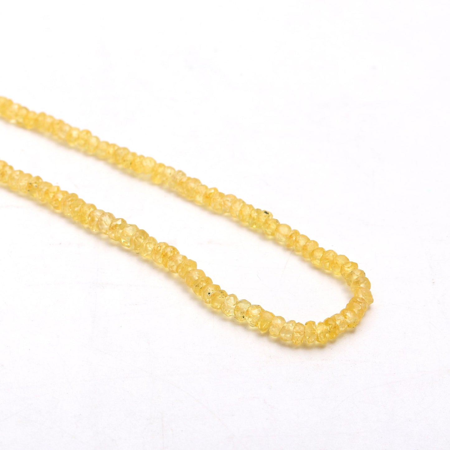 Natural Songia Sapphire Rondelle Faceted Beads, 3-3.5 MM Yellow Sapphire Faceted Beads, 16" Natural Sapphire Rondelle Beads