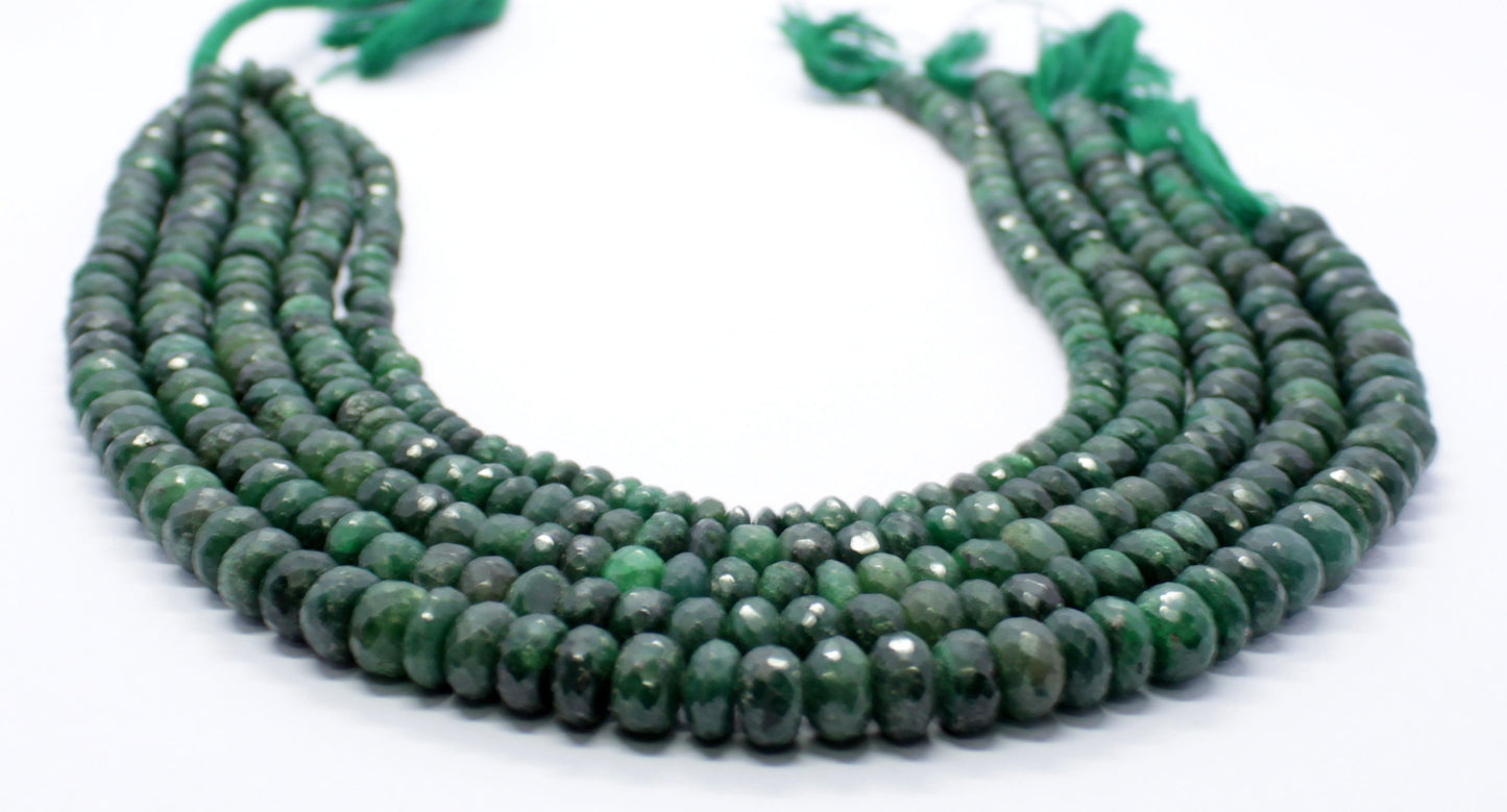 Emerald Faceted Rondelle Beads Natural Emerald Rondelle Beads Faceted Emerald Beads for Handmade Jewelry Necklace & Bracelet Making Craft