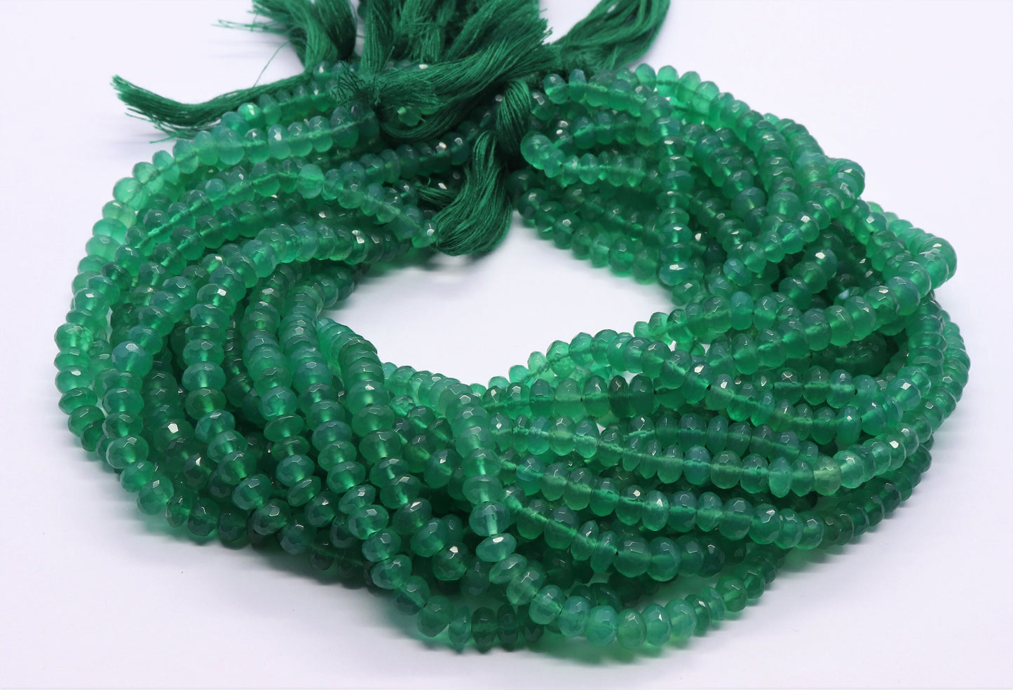 Green Onyx Faceted Rondelle Beads Natural Green Onyx Bead Onyx Rondelle Beads Green Onyx Rondelle Faceted Beads for Jewelry Making Craft
