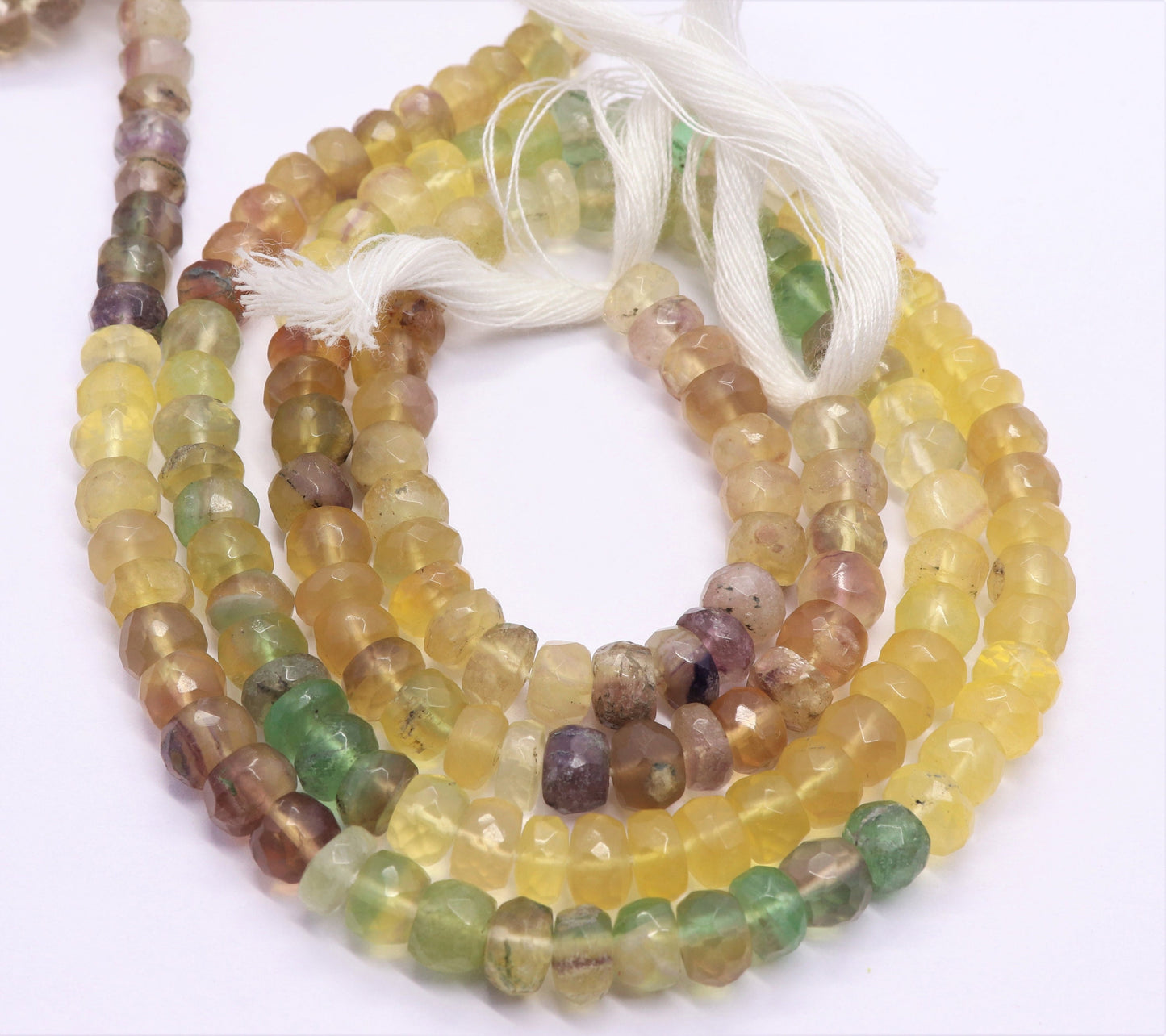 Multi Fluorite Faceted Rondelle Beads Yellow Fluorite Beads Green Fluorite Beads Natural Fluorite Rondelle Beads for Designer Jewelry Craft
