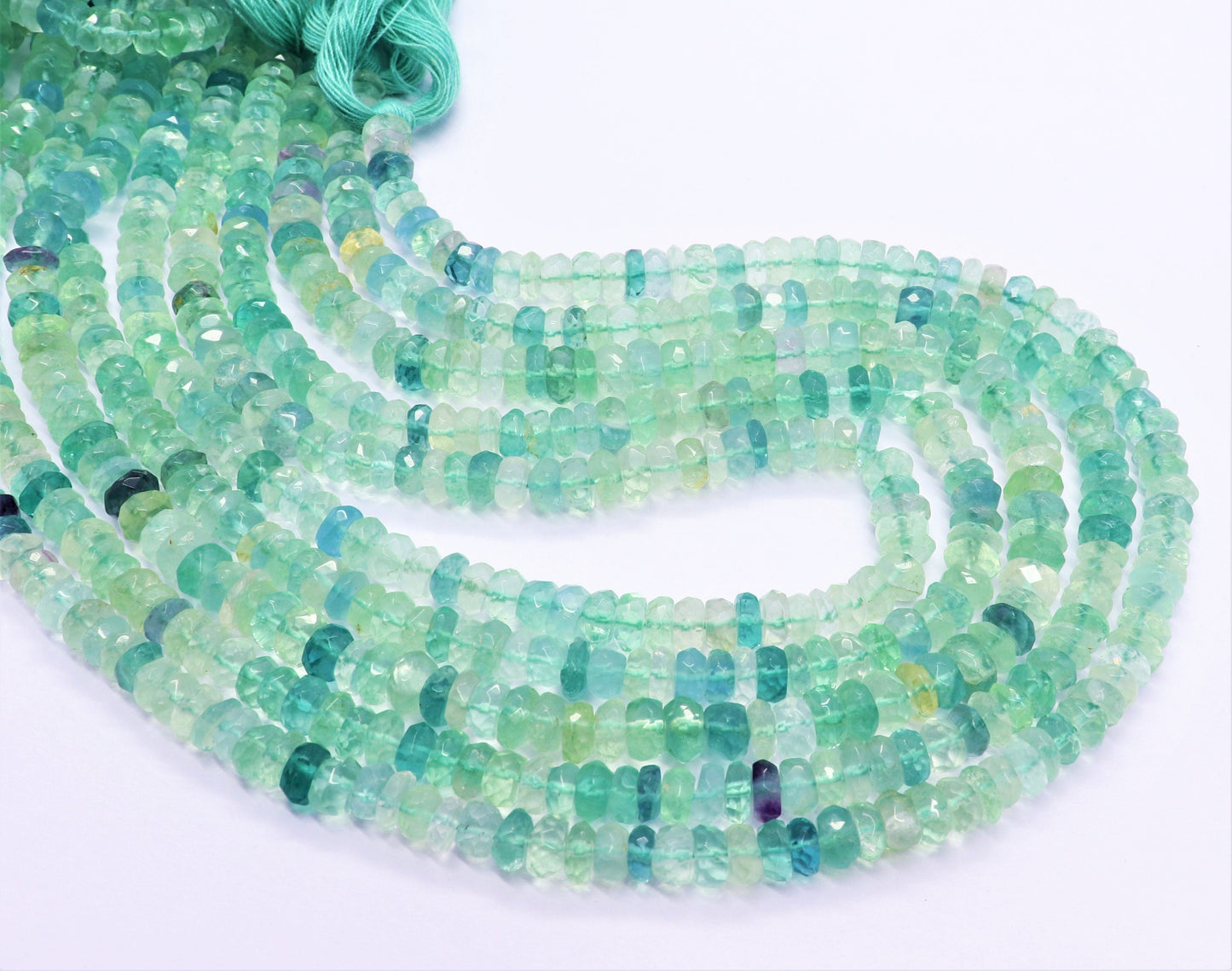 Green Fluorite Faceted Rondelle Beads Shaded Green Fluorite Beads Natural Fluorite Rondelle Faceted Beads for Handmade Jewelry Making Craft