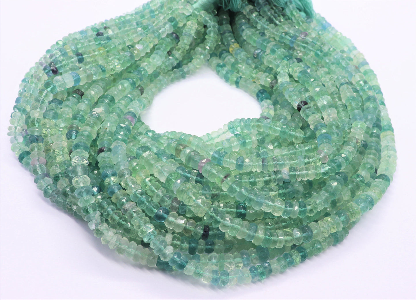 Green Fluorite Faceted Rondelle Beads Shaded Green Fluorite Beads Natural Fluorite Rondelle Faceted Beads for Handmade Jewelry Making Craft