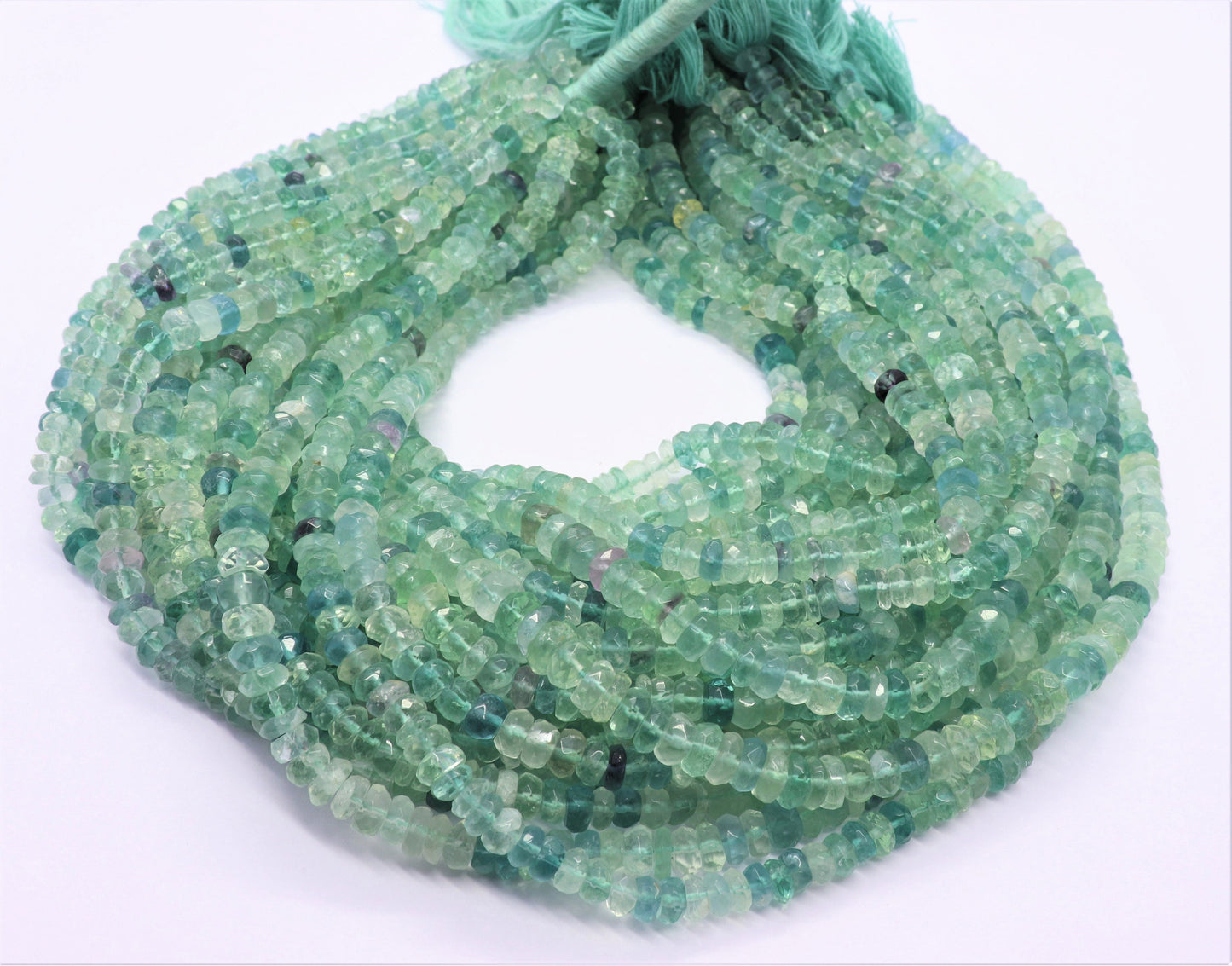 Green Fluorite Faceted Rondelle Beads Shaded Green Fluorite Beads Natural Fluorite Rondelle Faceted Beads for Handmade Jewelry Making Craft