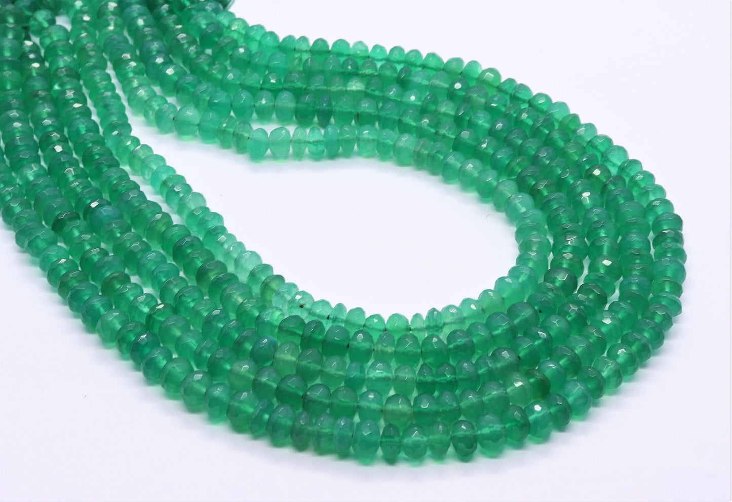 Green Onyx Faceted Rondelle Beads Natural Green Onyx Bead Onyx Rondelle Beads Green Onyx Rondelle Faceted Beads for Jewelry Making Craft