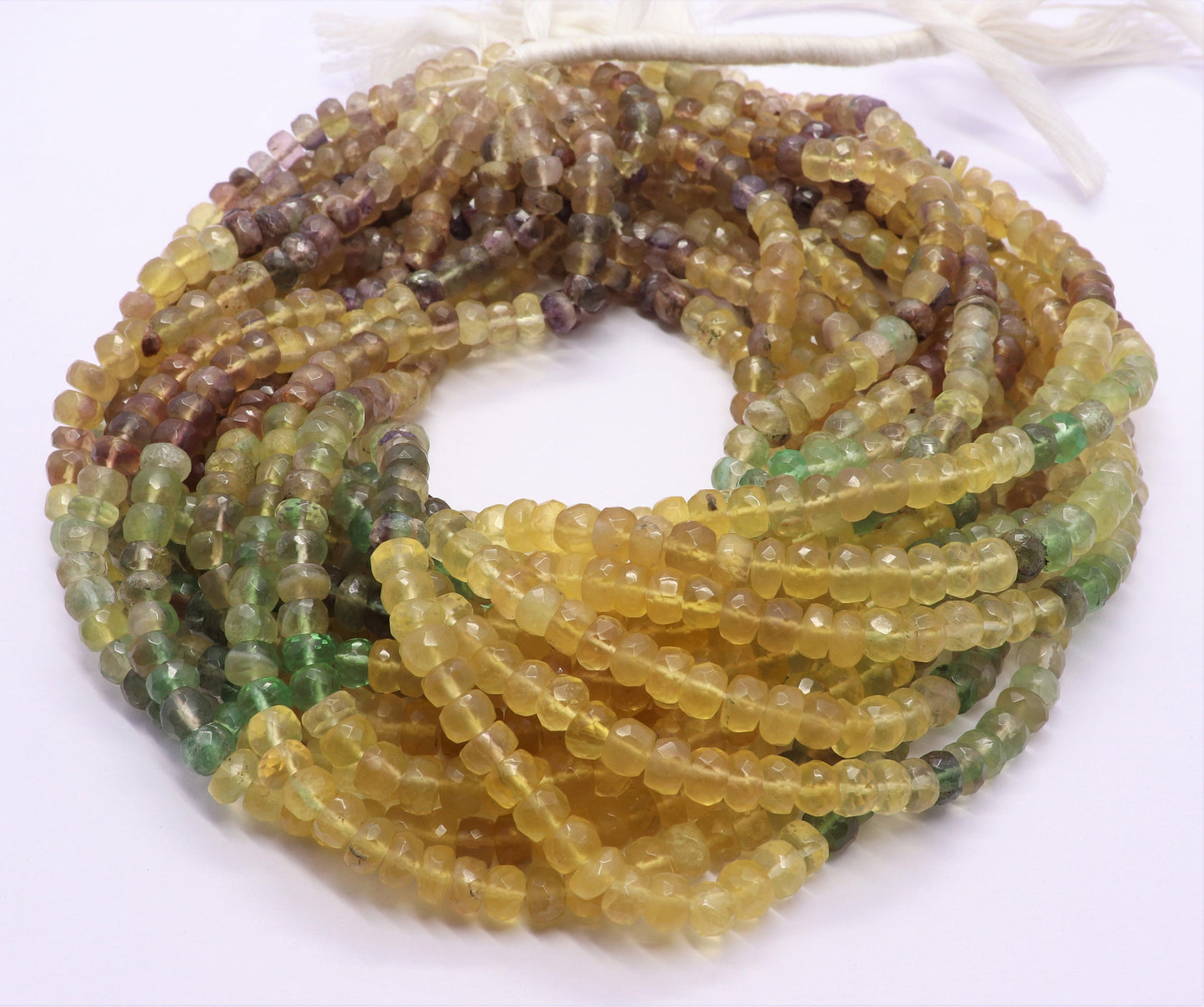 Multi Fluorite Faceted Rondelle Beads Yellow Fluorite Beads Green Fluorite Beads Natural Fluorite Rondelle Beads for Designer Jewelry Craft