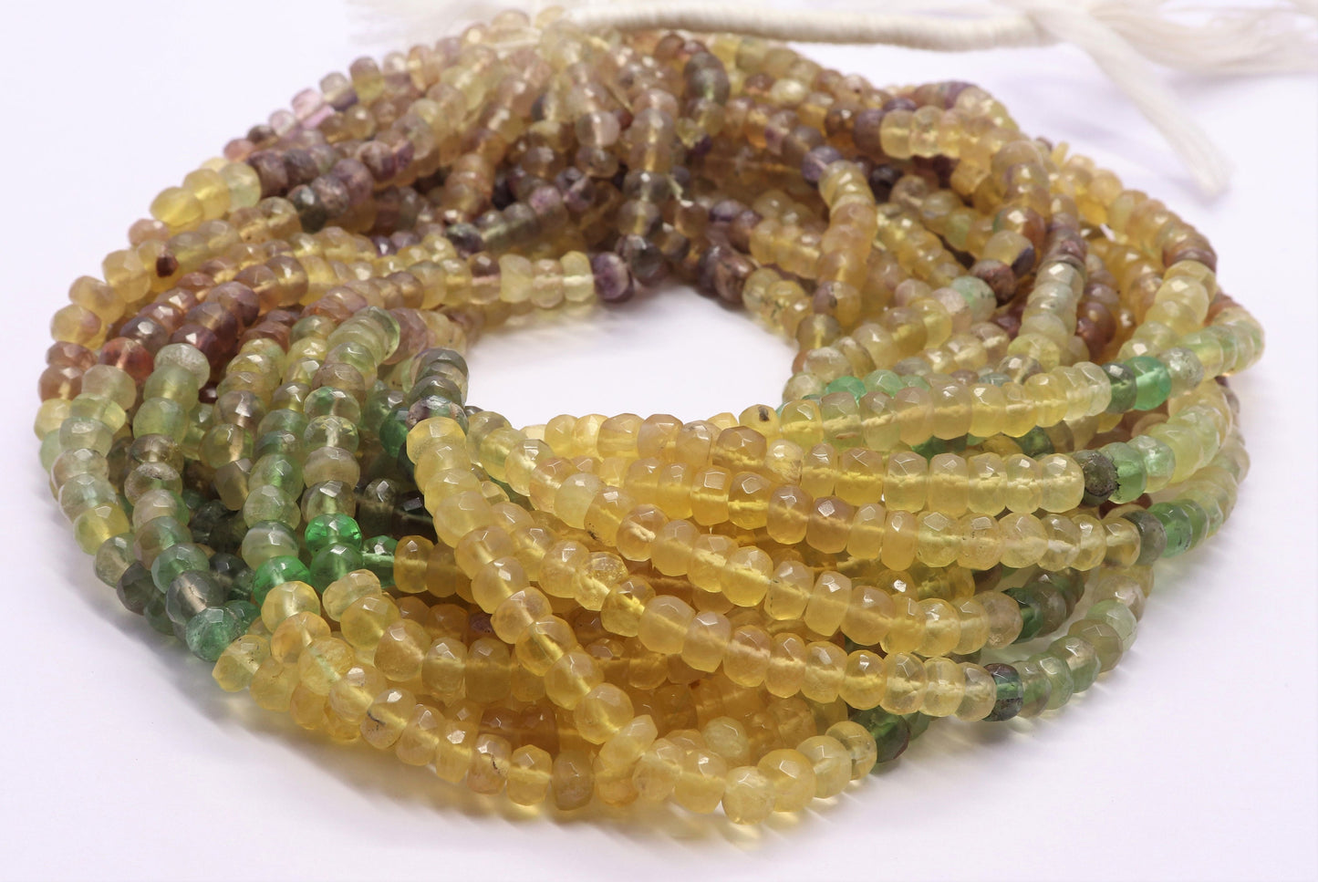 Multi Fluorite Faceted Rondelle Beads Yellow Fluorite Beads Green Fluorite Beads Natural Fluorite Rondelle Beads for Designer Jewelry Craft