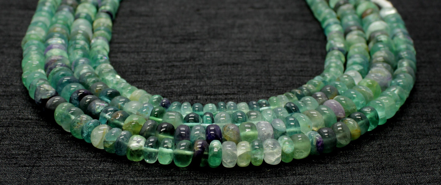 Green Fluorite Smooth Rondelle Beads Shaded Green Fluorite Beads Natural Fluorite Rondelle Beads for Designer Jewelry Necklace Making Craft