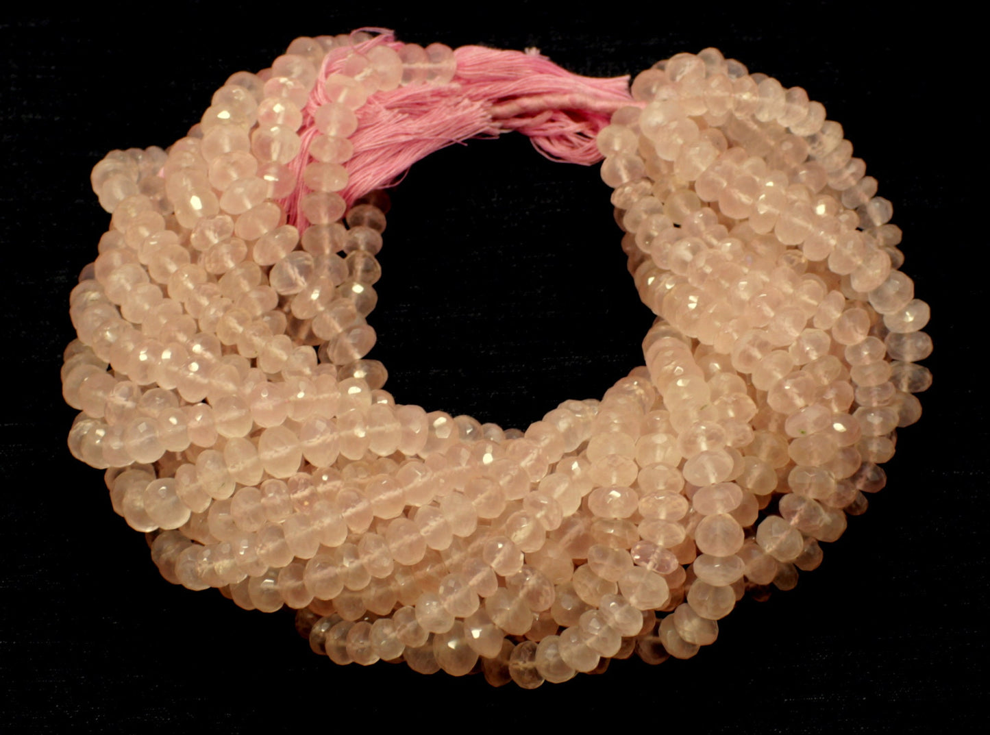 Rose Quartz Faceted Rondelle Beads Natural Rose Quartz Rondelle Beads Faceted Rose Quartz Beads for Jewelry Making Craft Necklace & Bracelet