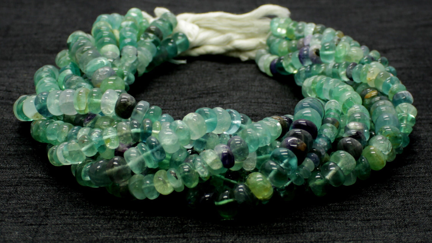 Green Fluorite Smooth Rondelle Beads Shaded Green Fluorite Beads Natural Fluorite Rondelle Beads for Designer Jewelry Necklace Making Craft