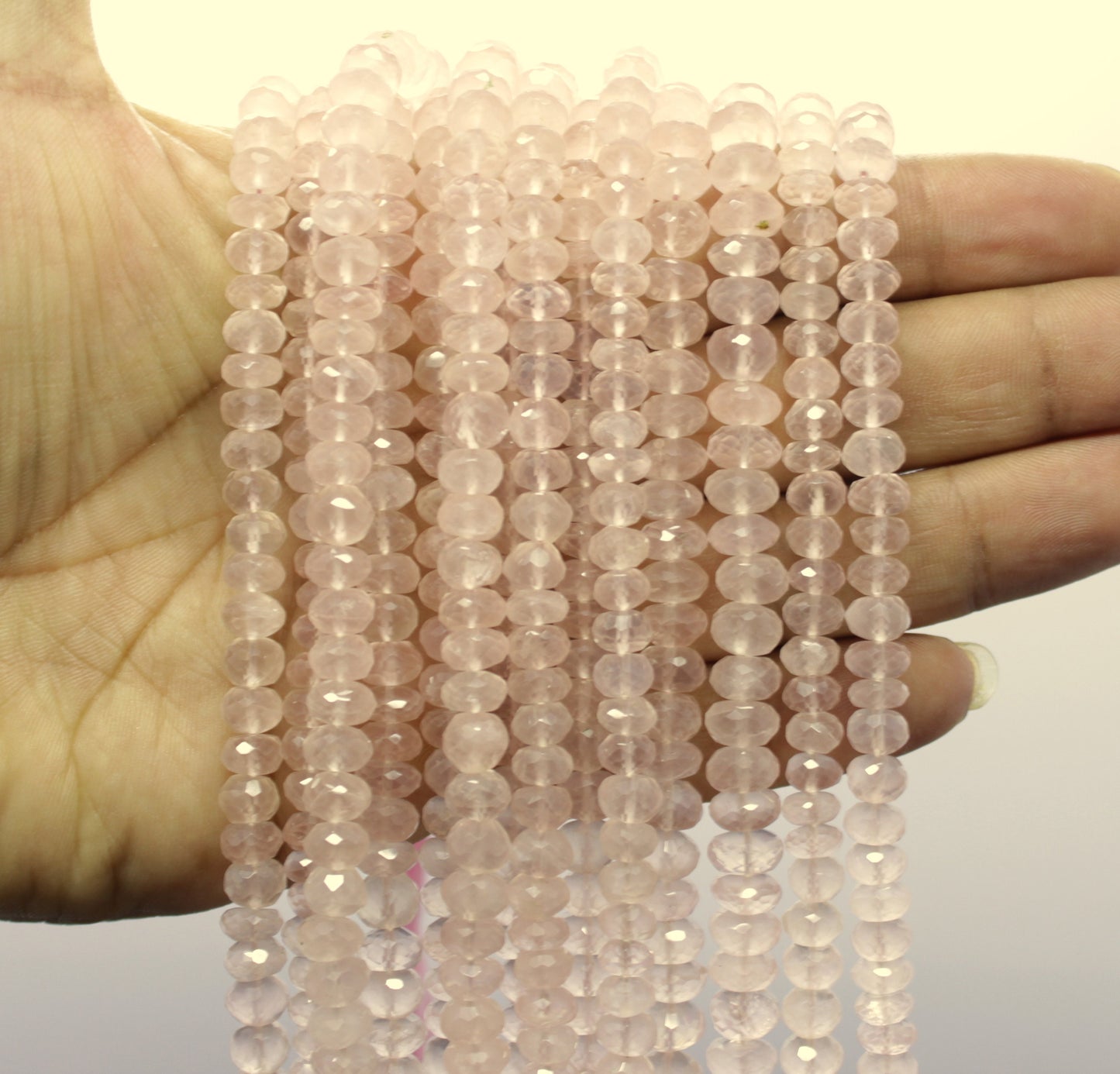 Rose Quartz Faceted Rondelle Beads Natural Rose Quartz Rondelle Beads Faceted Rose Quartz Beads for Jewelry Making Craft Necklace & Bracelet