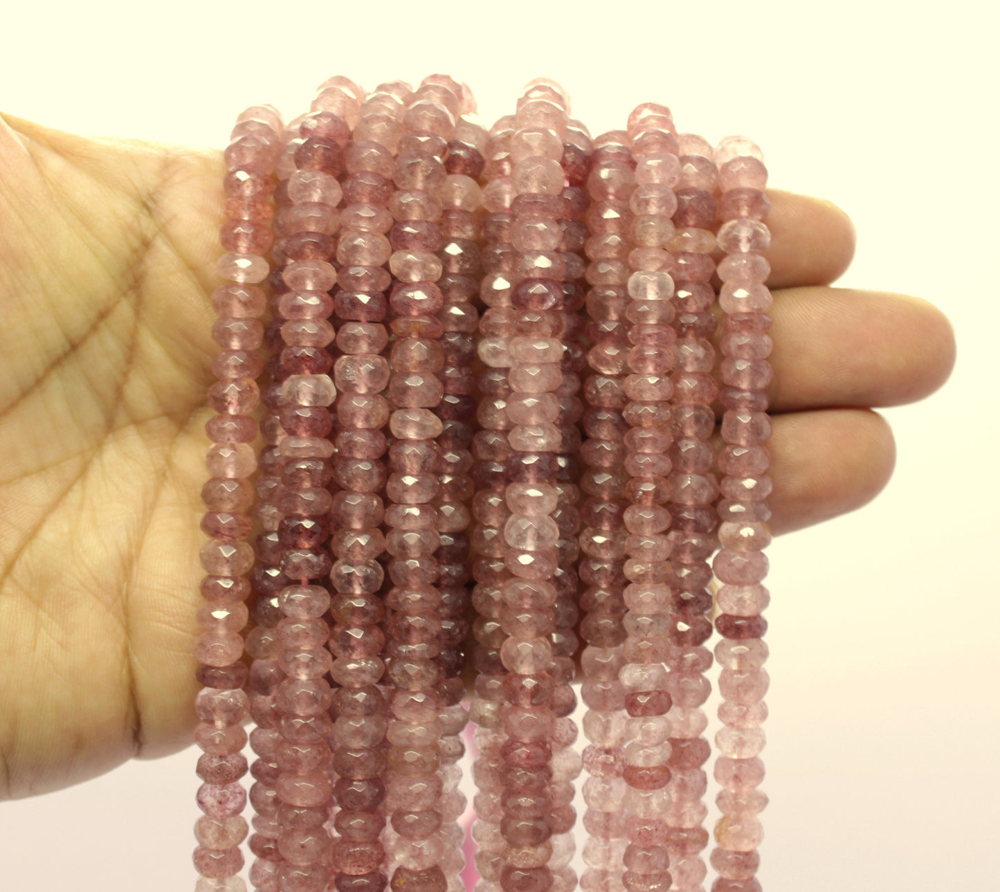 Strawberry Faceted Rondelle Beads Natural Strawberry Rondelle Beads Faceted Strawberry Beads for Handmade Jewelry Necklace Making Craft