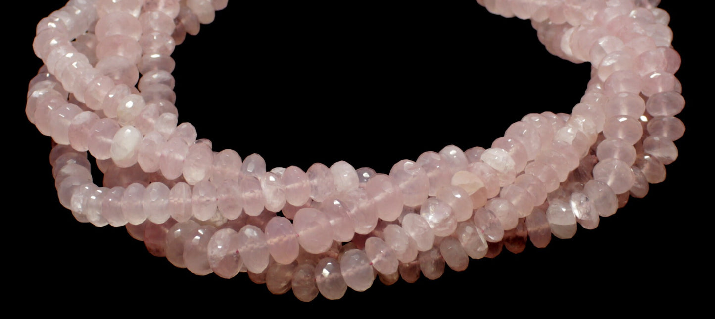 Rose Quartz Faceted Rondelle Beads Natural Rose Quartz Rondelle Beads Faceted Rose Quartz Beads for Designer Jewelry Making Craft