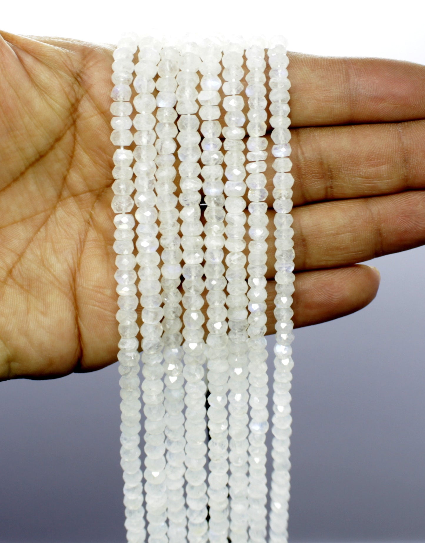 White Rainbow Faceted Rondelle Beads Natural White Rainbow Rondelle Beads Faceted White Rainbow Beads for Jewelry Bracelet Making Craft