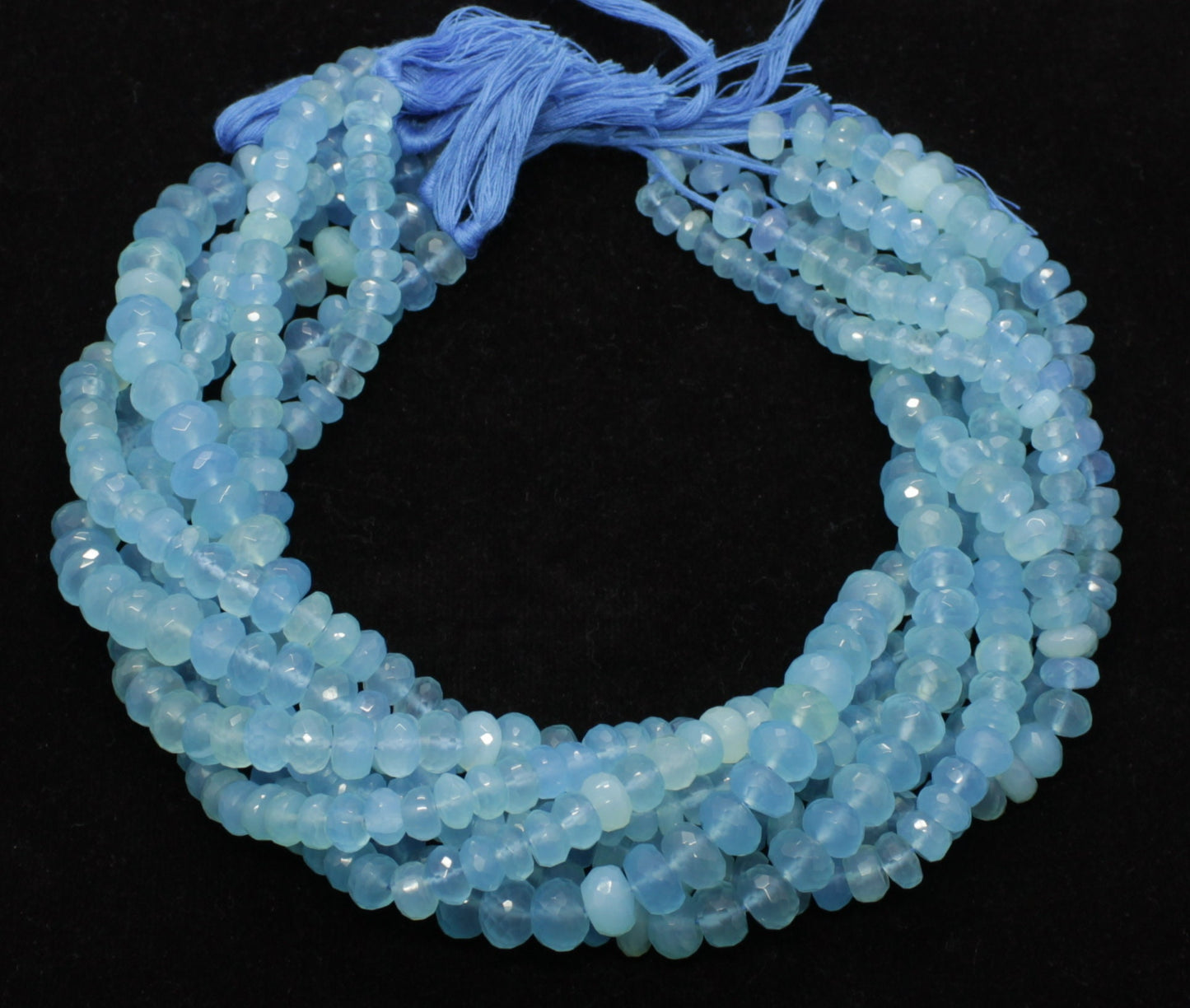Aqua Chalcedony Faceted Rondelle Beads Natural Aqua Chalcedony Rondelle Beads Faceted Aqua Chalcedony Beads for Jewelry Making Craft