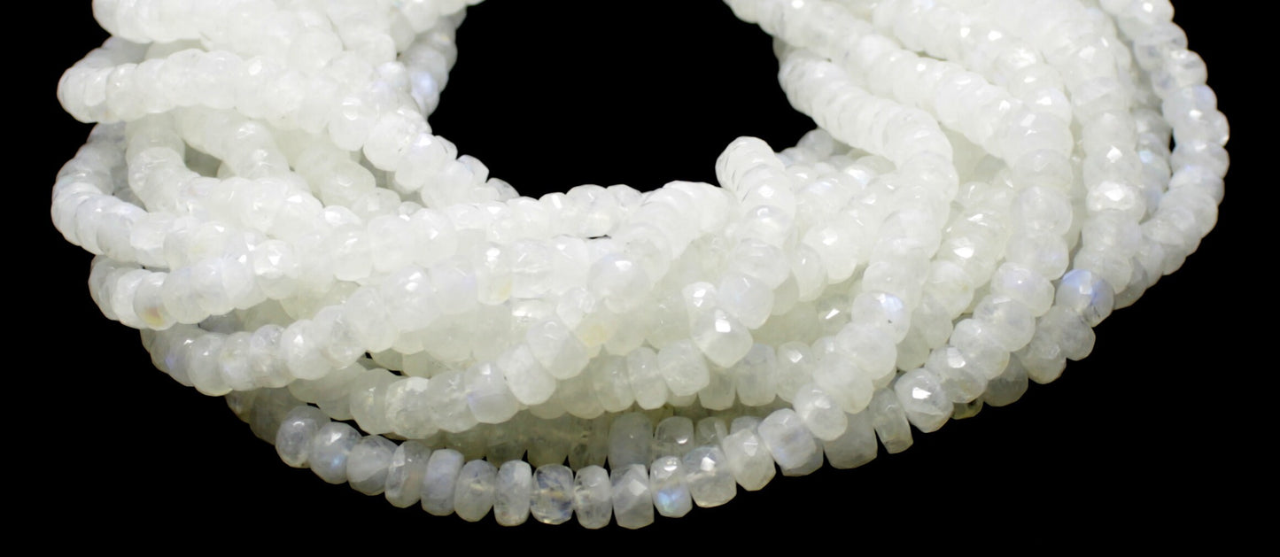 White Rainbow Faceted Rondelle Beads Natural White Rainbow Rondelle Beads Faceted White Rainbow Beads for Handmade Jewelry Making Craft
