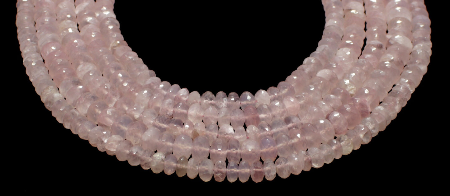 Rose Quartz Faceted Rondelle Beads Natural Rose Quartz Rondelle Beads Faceted Rose Quartz Beads for Designer Jewelry Making Craft