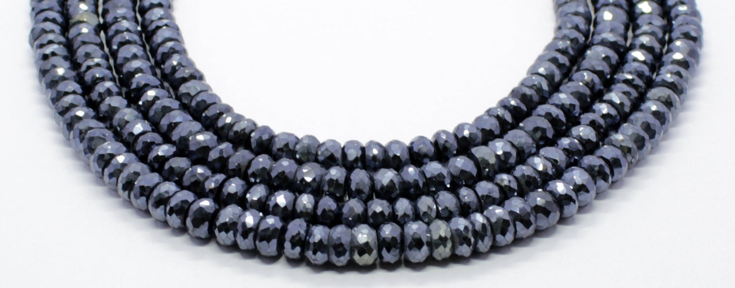Black Spinal Faceted Rondelle Beads Coated Black Spinal Rondelle Beads Faceted Coated Natural Black Spinal Beads for Jewelry Making Craft