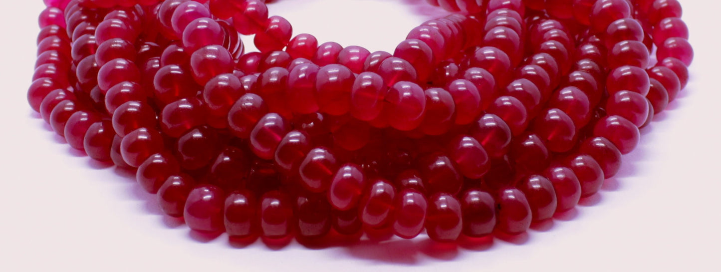 Excellent Quality Ruby Smooth Rondelle Beads Best Quality Ruby Quartz Beads 16 Inch Ruby Smooth Beads Pink Ruby Beads at Wholesale Prices