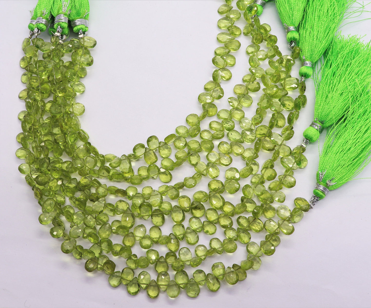 Peridot Pear Shape Beads Natural Peridot 5x7 MM Faceted Pear Briolettes Beads for Designer Jewelry Necklace Bracelet Pendant Making Craft