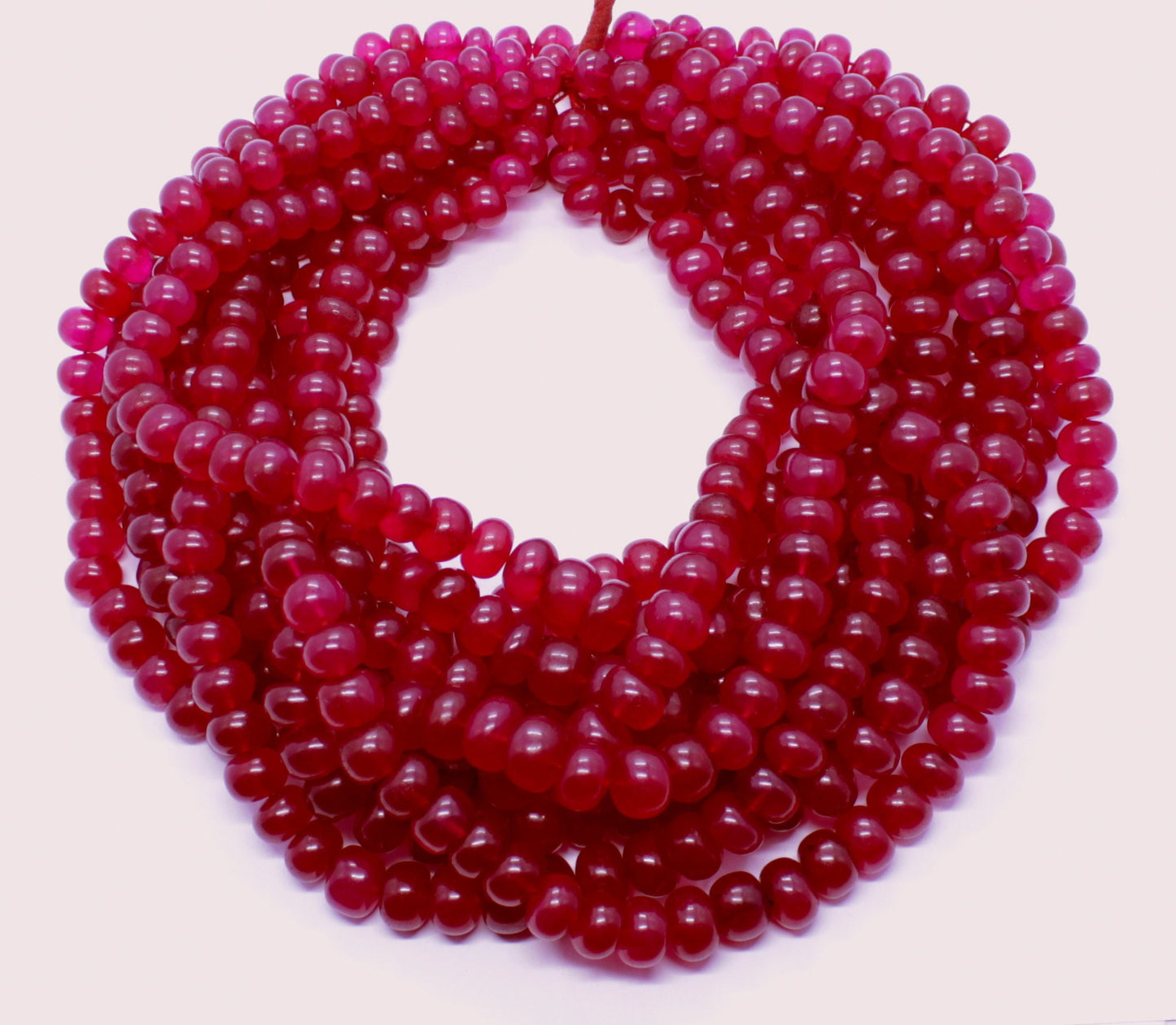 Excellent Quality Ruby Smooth Rondelle Beads Best Quality Ruby Quartz Beads 16 Inch Ruby Smooth Beads Pink Ruby Beads at Wholesale Prices