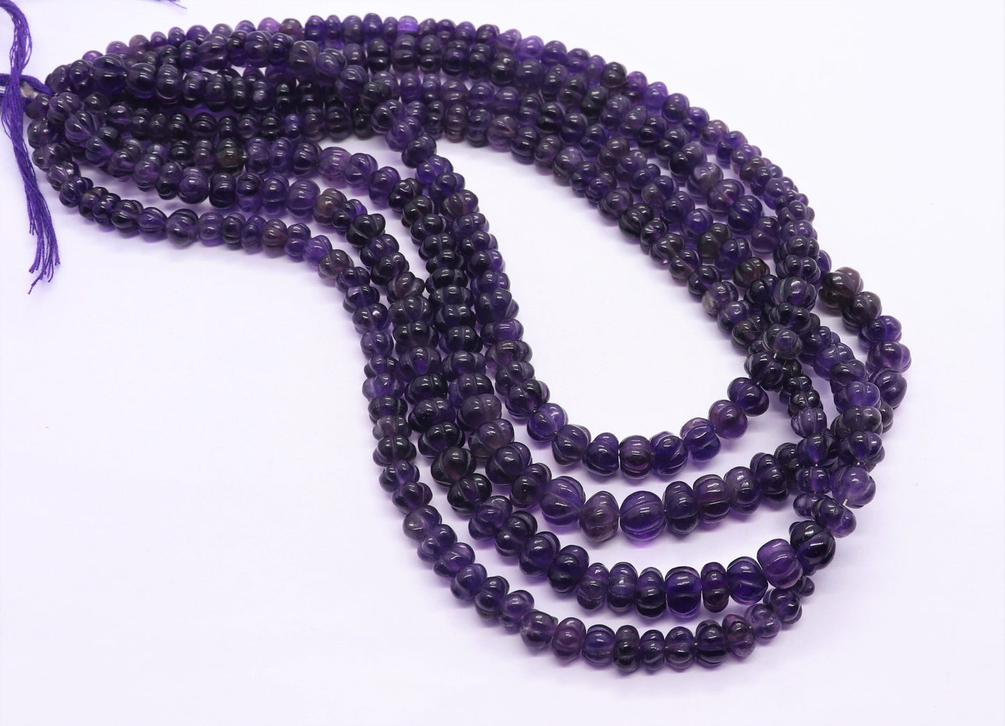 Amethyst Pumpkin Hand Carved Beads AAA+ Natural Amethyst Watermelon Curved Beads Deep Blue Amethyst Rondelle Hand Curved Beads for Jewelry