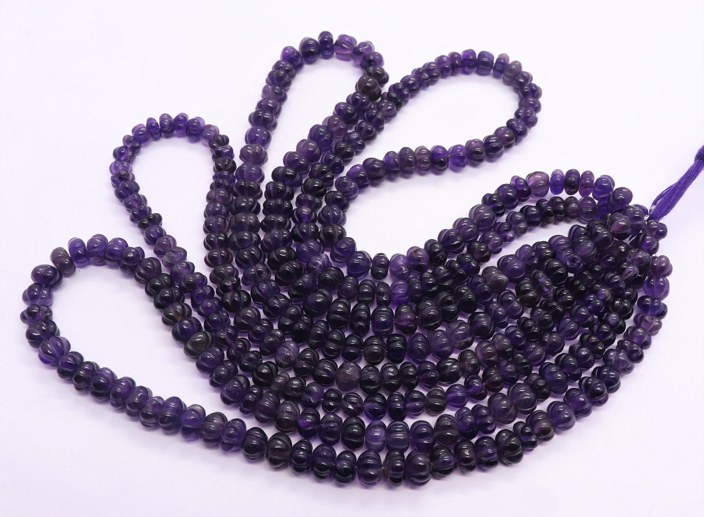 Amethyst Pumpkin Hand Carved Beads AAA+ Natural Amethyst Watermelon Curved Beads Deep Blue Amethyst Rondelle Hand Curved Beads for Jewelry