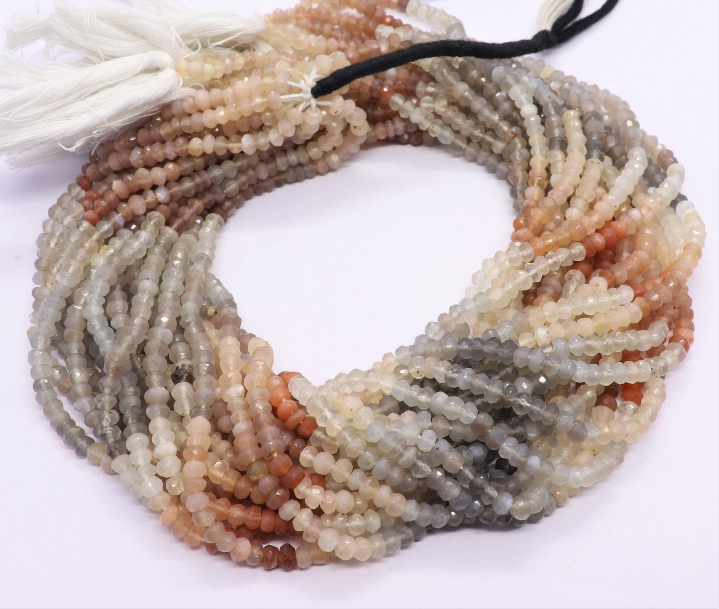 Multi Moonstone Faceted Rondelle Beads Natural Multi Moonstone Rondelle Beads 4 MM Moonstone Gemstone Beads for Jewelry Making Craft