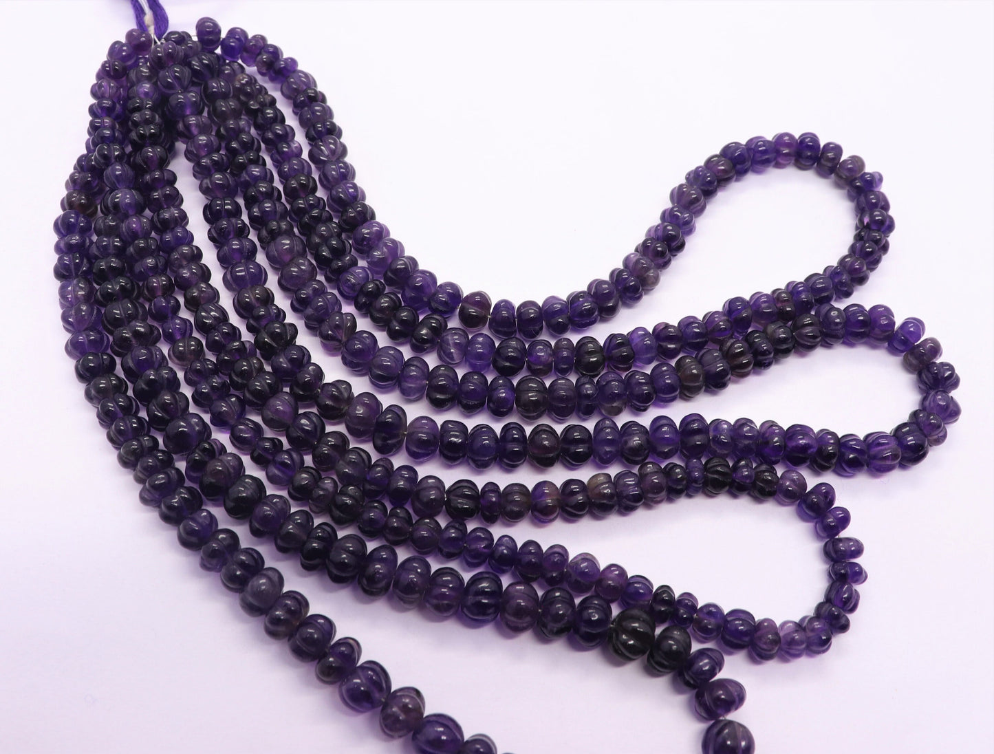 Amethyst Pumpkin Hand Carved Beads AAA+ Natural Amethyst Watermelon Curved Beads Deep Blue Amethyst Rondelle Hand Curved Beads for Jewelry